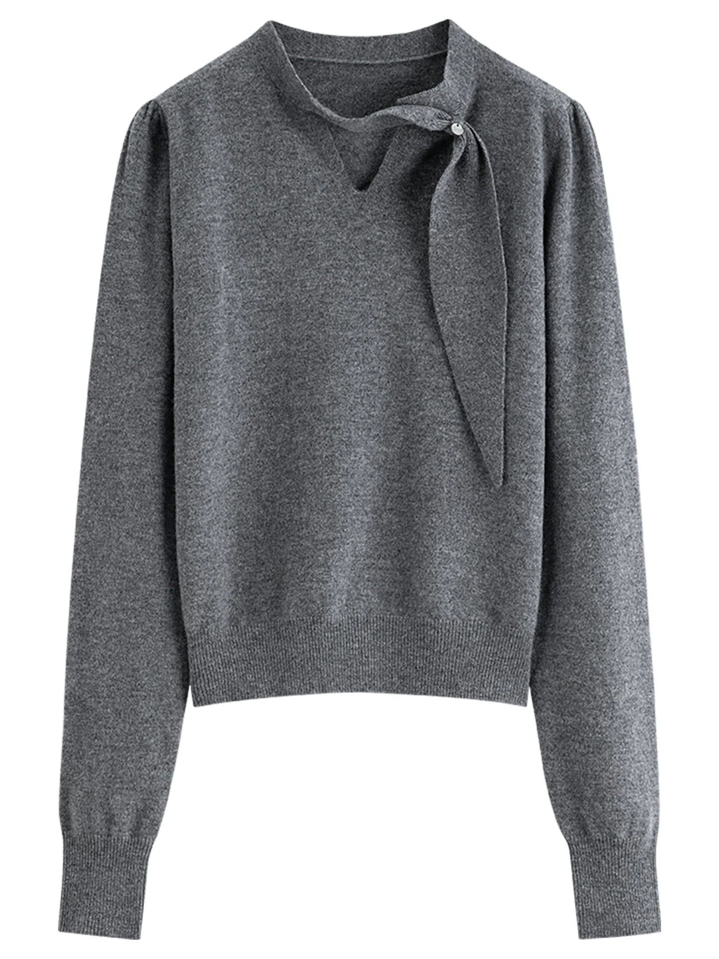 Ivory Bow Neck Knit Sweater