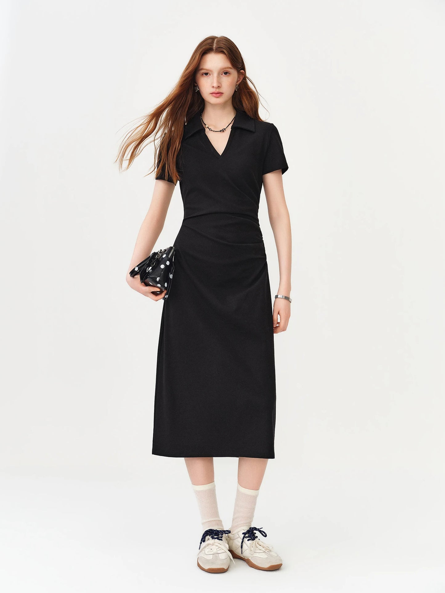 Black Sailor Collar Midi Dress