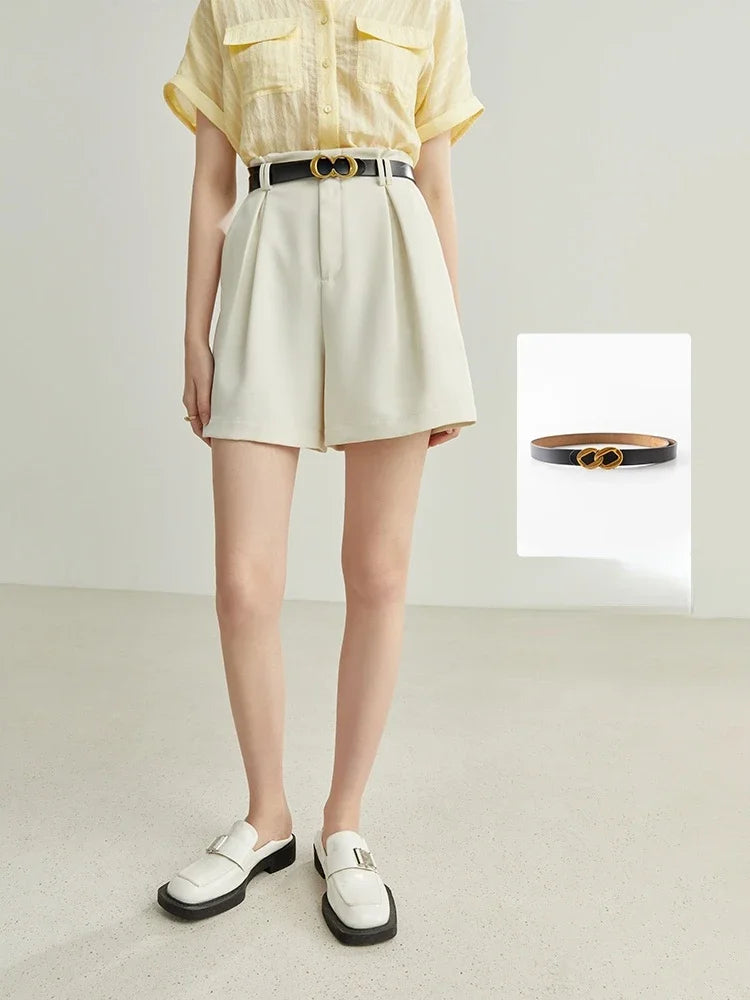 Ivory Belted Wide Leg Shorts