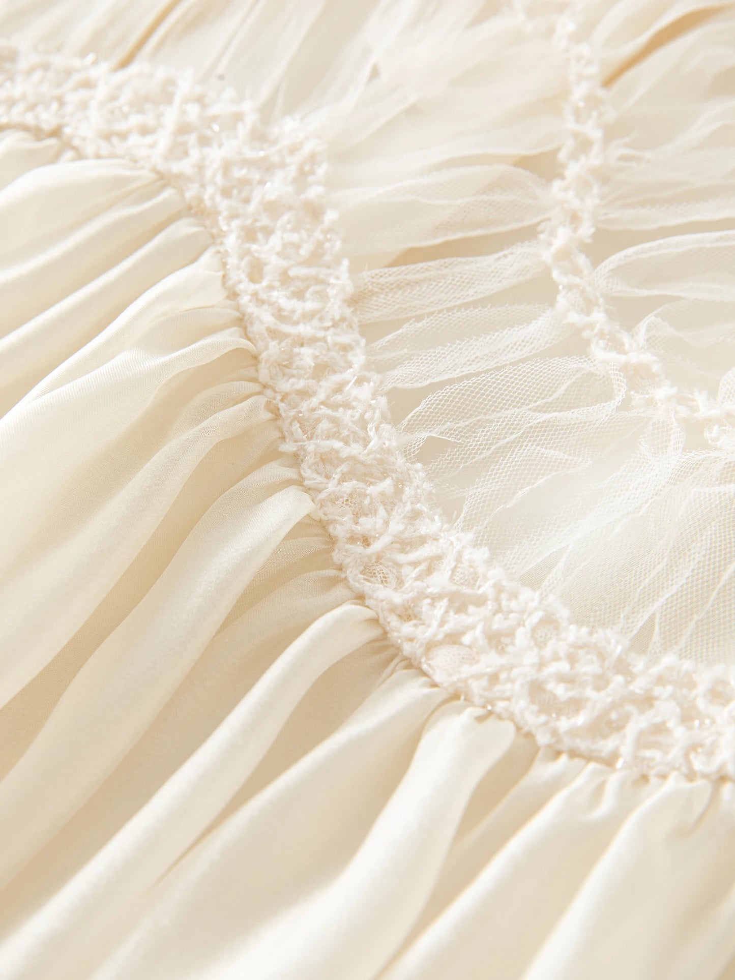 Ivory Embroidered Puff Sleeve Maxi Dress