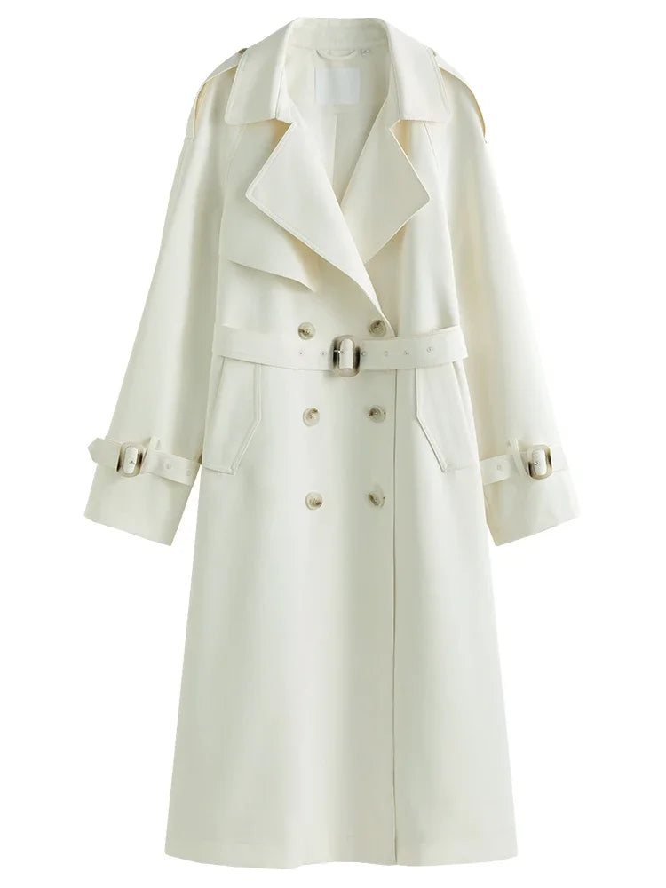 Khaki Double Breasted Long Trench