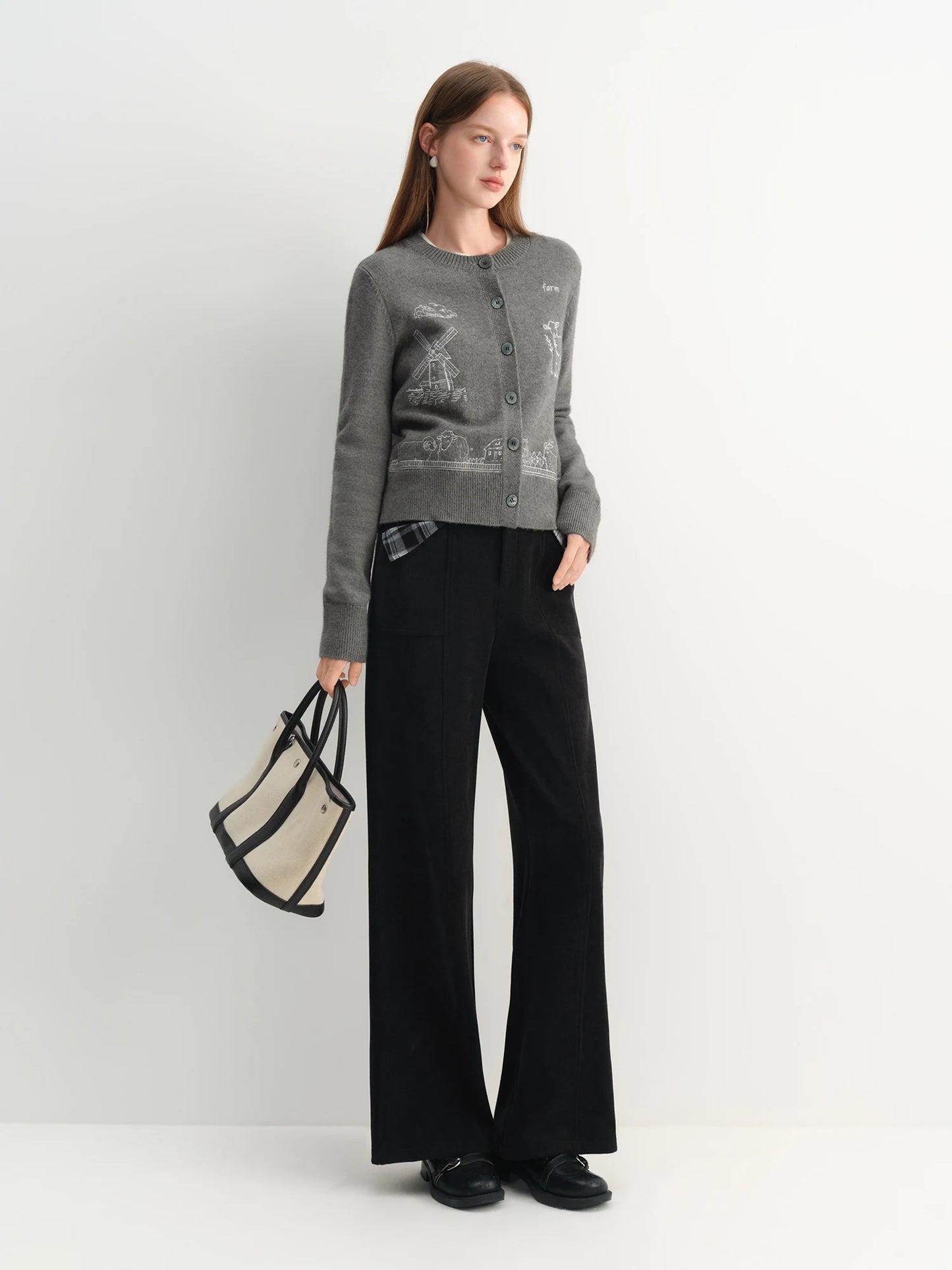Burgundy Corduroy Wide Leg Pants