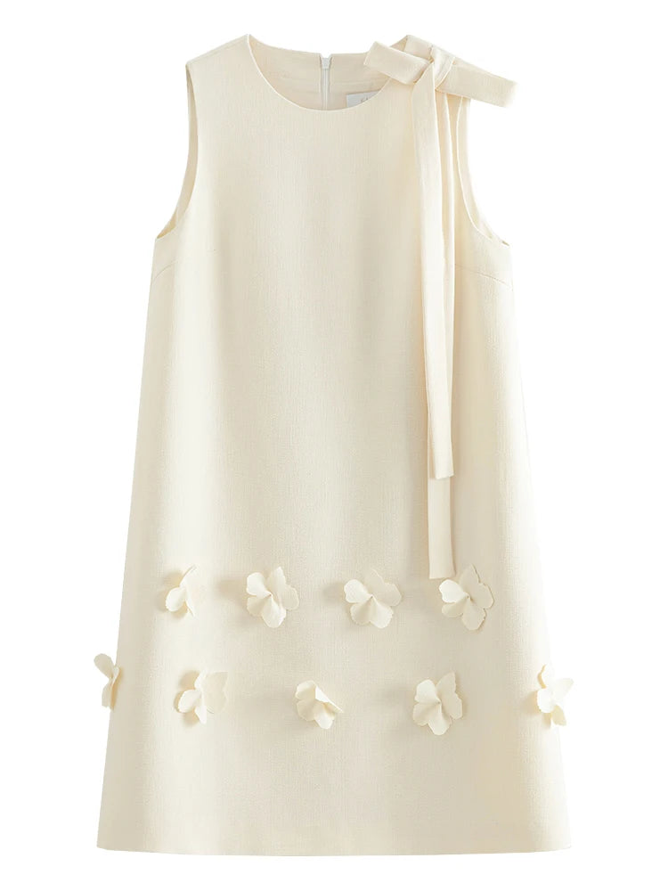 Ivory Butterfly Applique Shift Dress