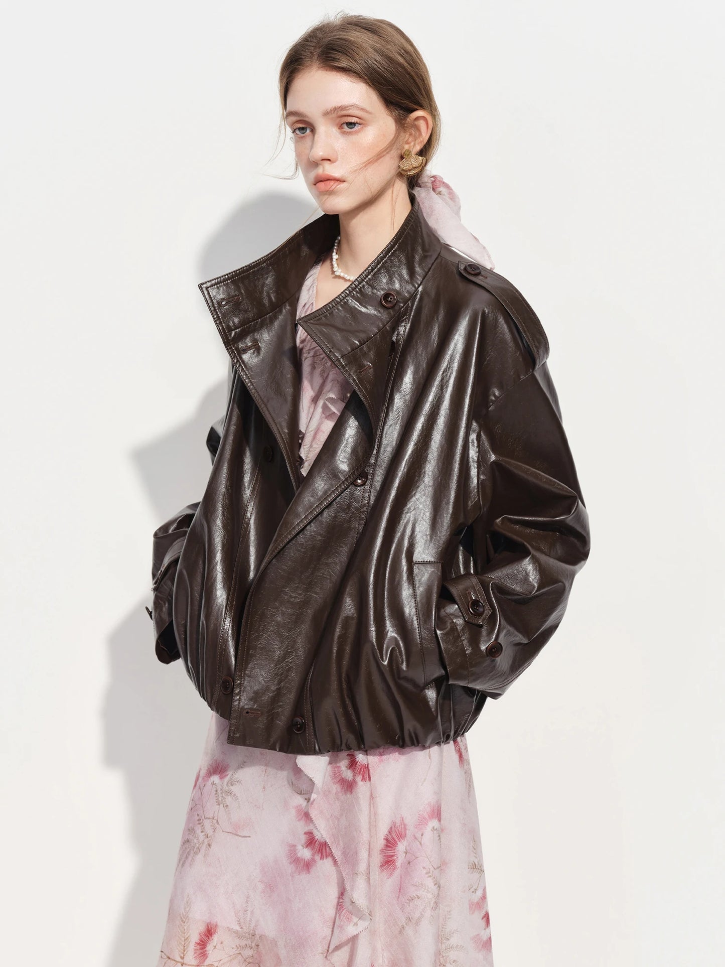 Dark Brown Batwing Leather Jacket