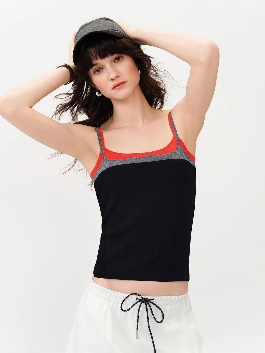 Black Contrast Trim Cropped Camisole