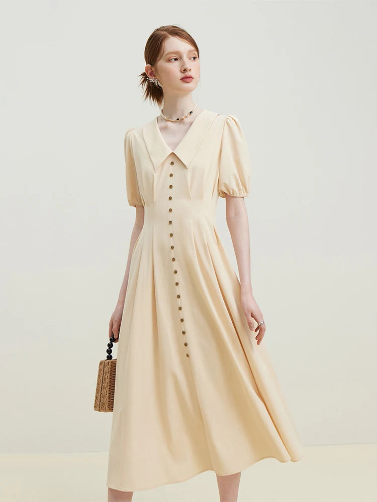 Dusty Blue Button Front Midi Dress