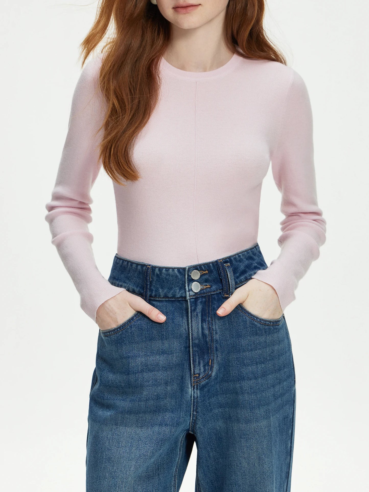 Blush Slim Crew Neck Knit Top