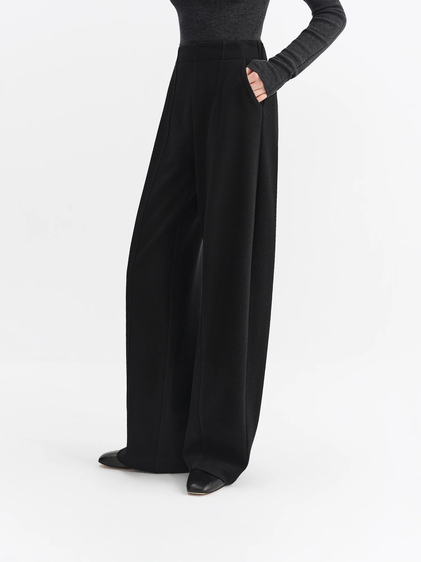 Black High Waist Wide Leg Trousers