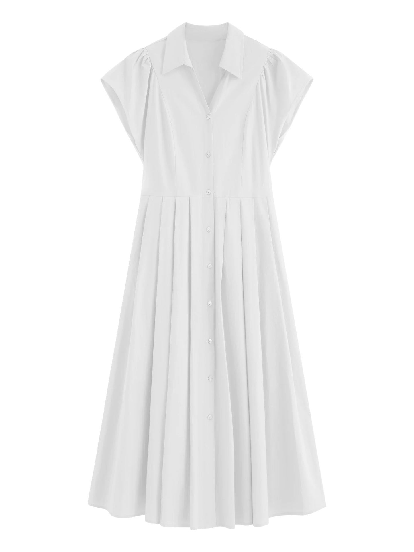 Pale Blue Belted Shirt Midi Dress