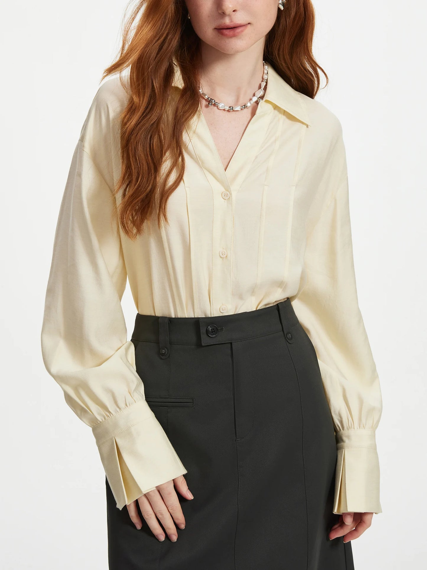 Blush Satin Button Front Shirt
