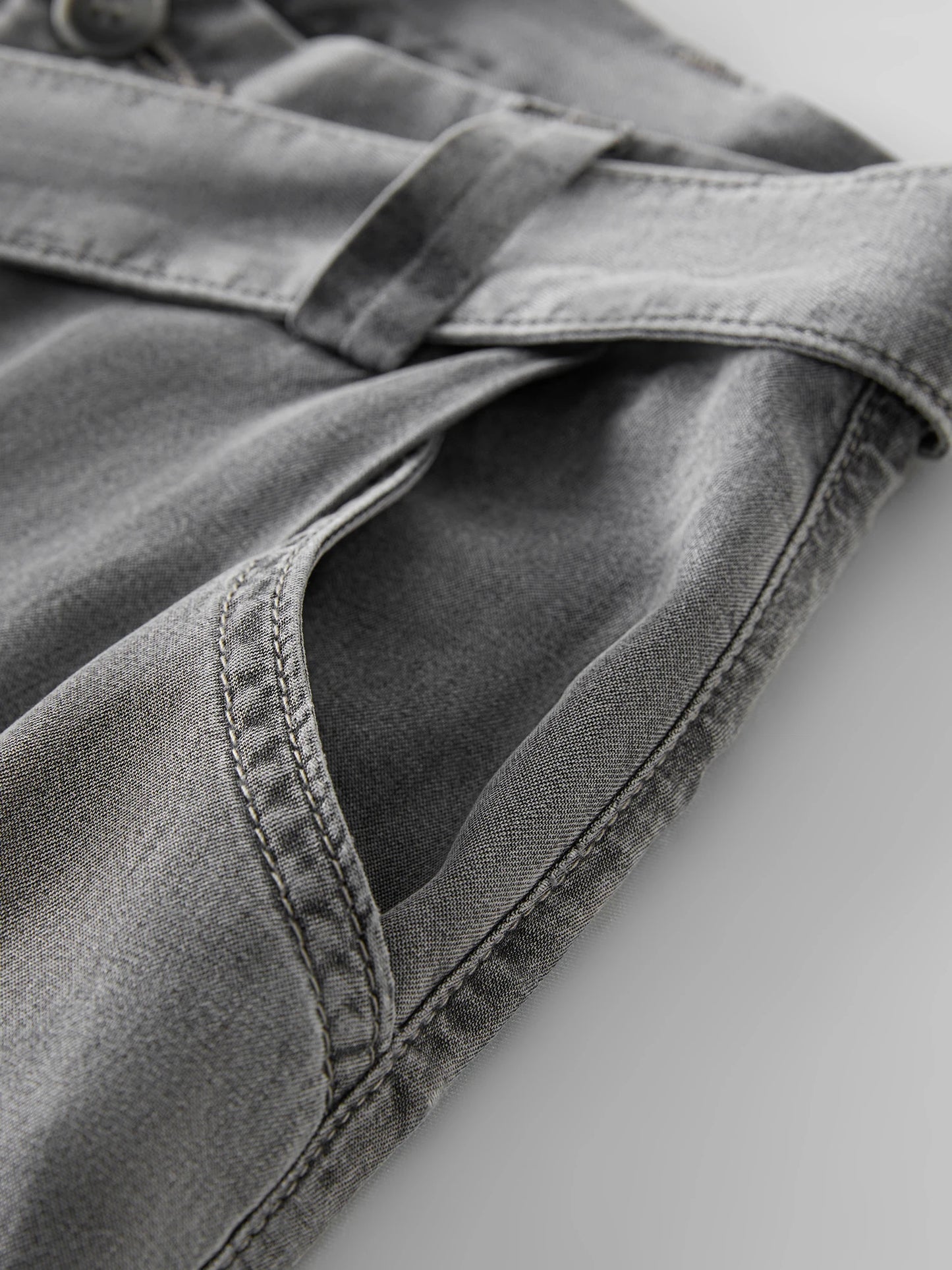 Charcoal Draped Wide Leg Jeans