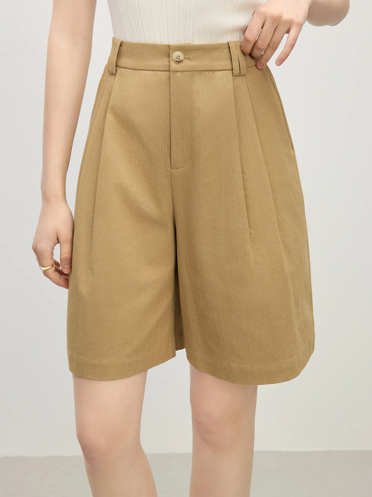 Khaki High Waist Bermuda Shorts