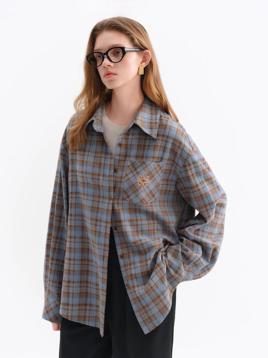 Brown Plaid Oversized Flannel Shirt