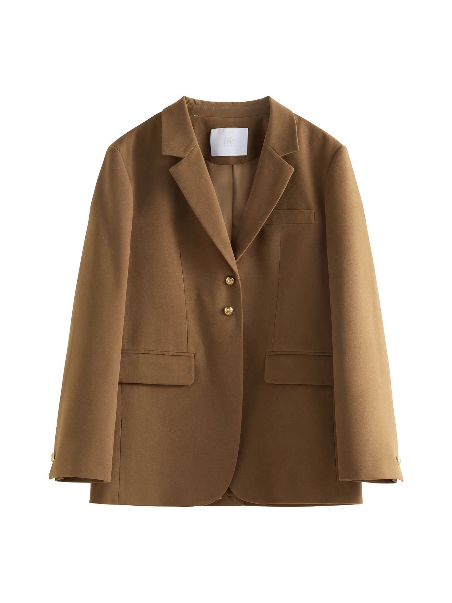 Camel Suede Single Breasted Blazer