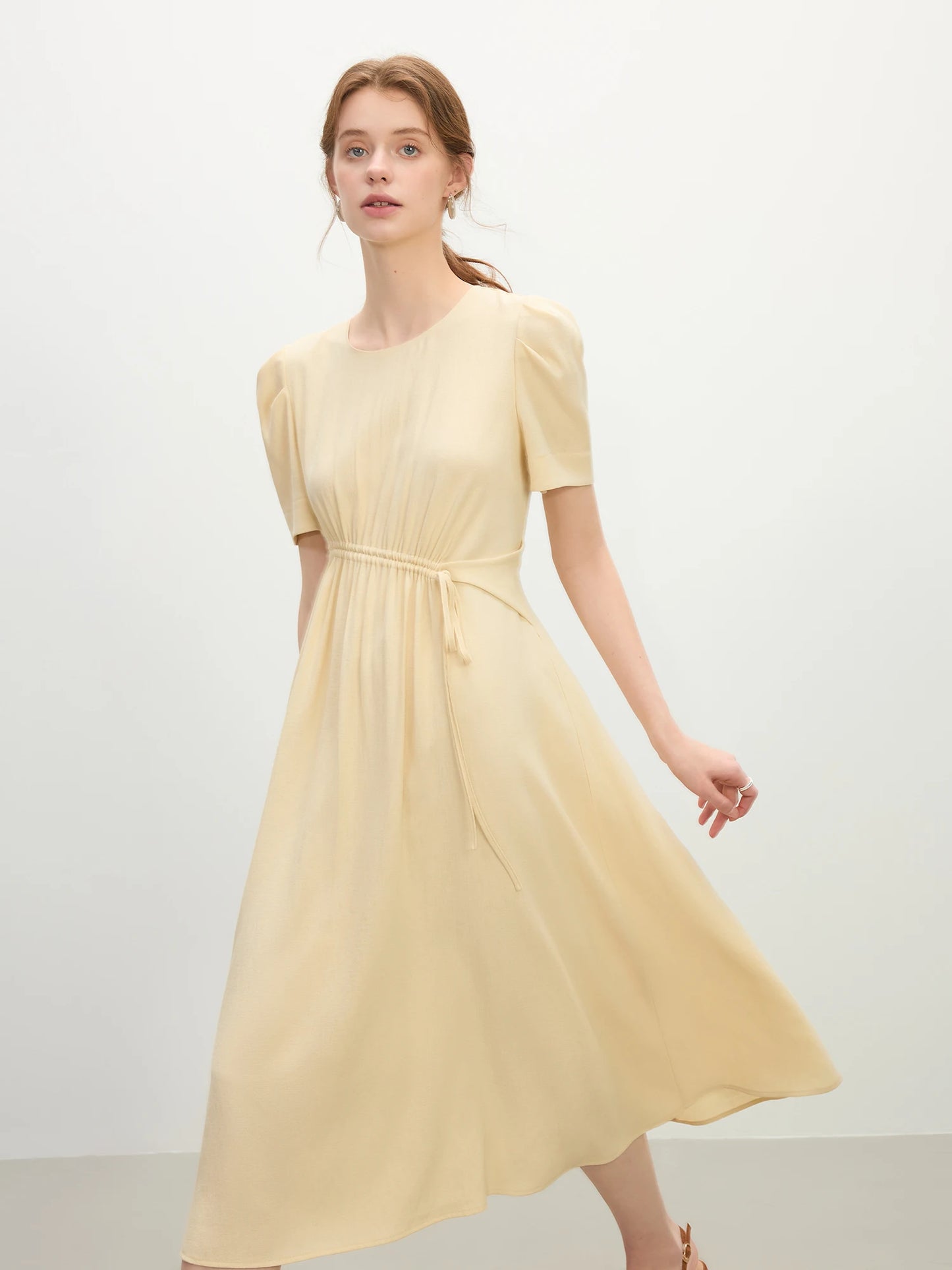 Butter Yellow Drawstring Maxi Dress