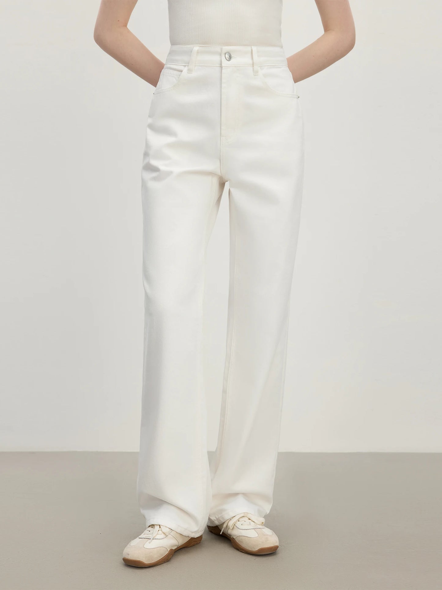 Pale Blue Tailored Wide Leg Jeans