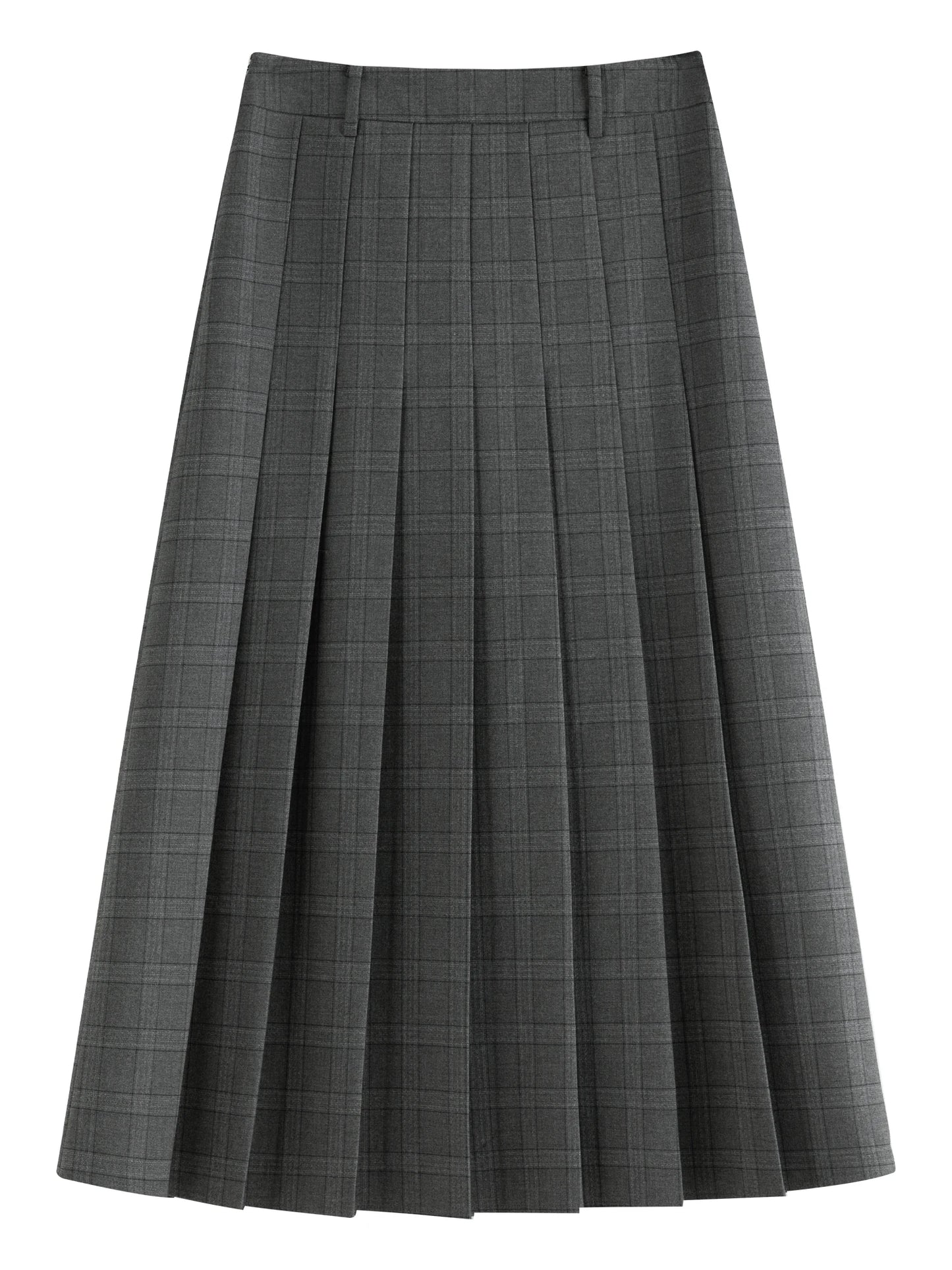 Charcoal Pleated A-Line Midi Skirt