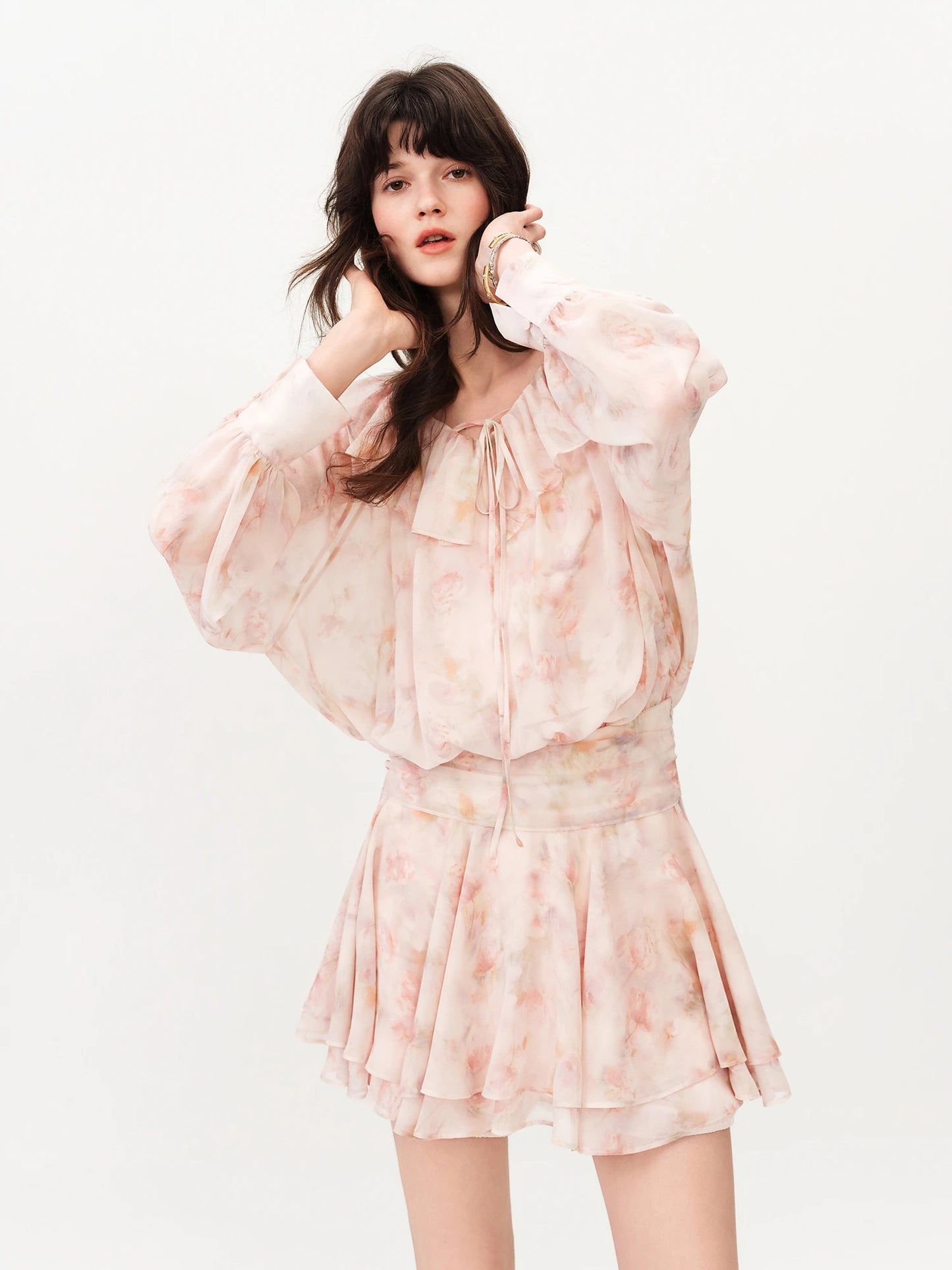 Blush Floral Ruffle Mini Dress