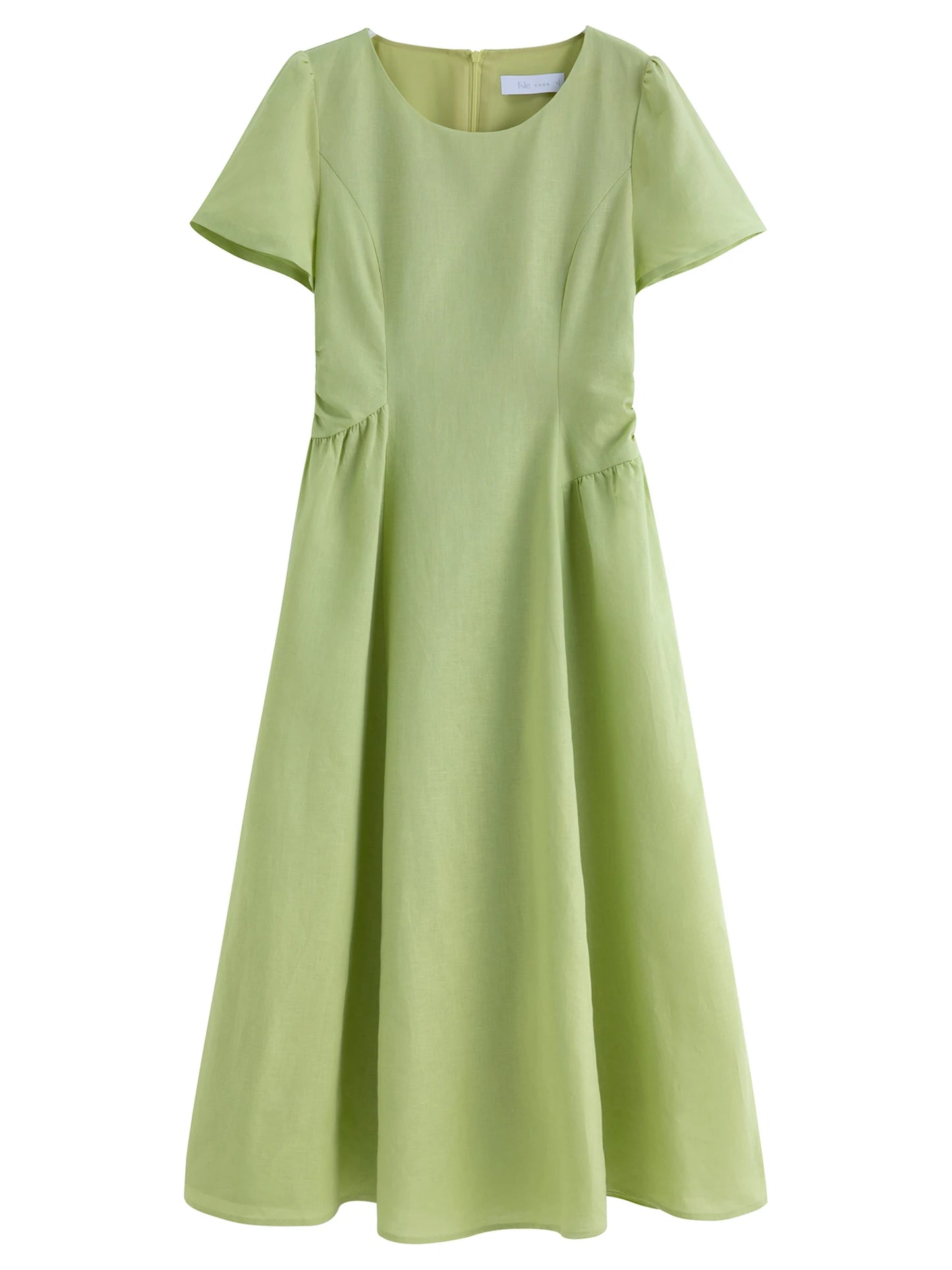 Pale Blue Pleated Waist Midi Dress