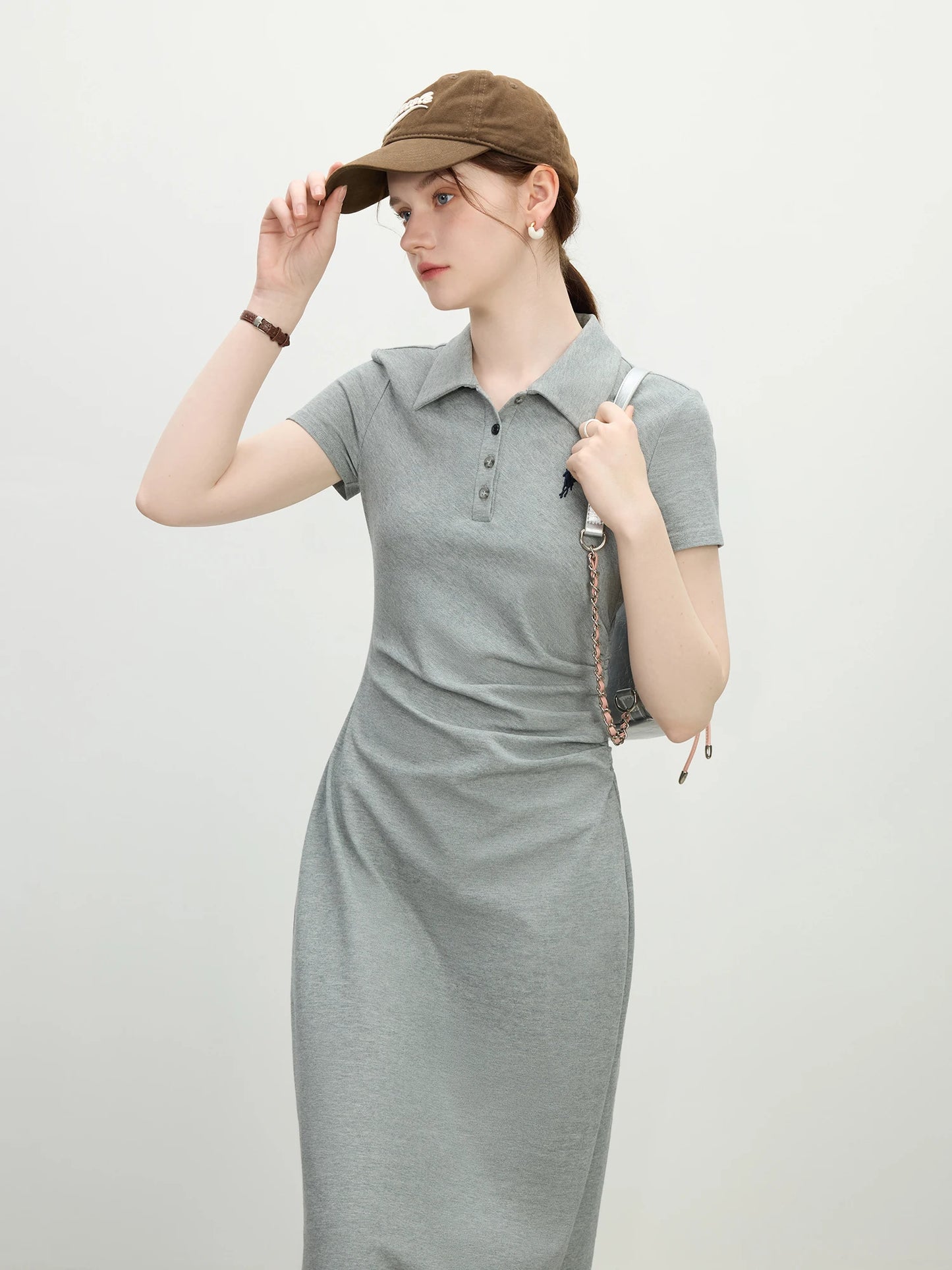 Sage Polo Collar Midi Dress