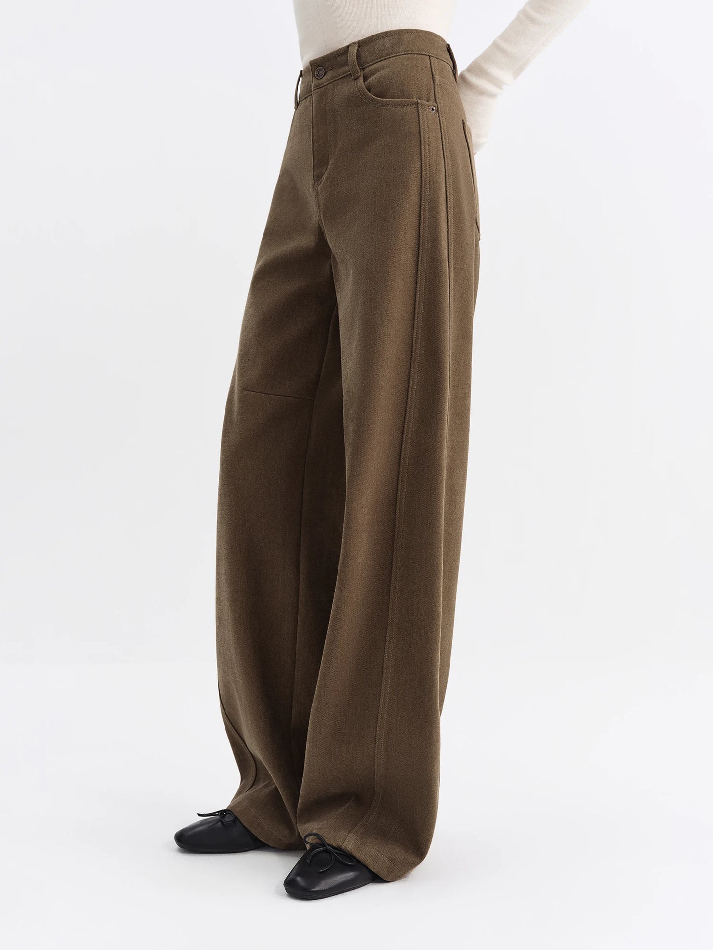 Brown Straight Leg Cotton Pants