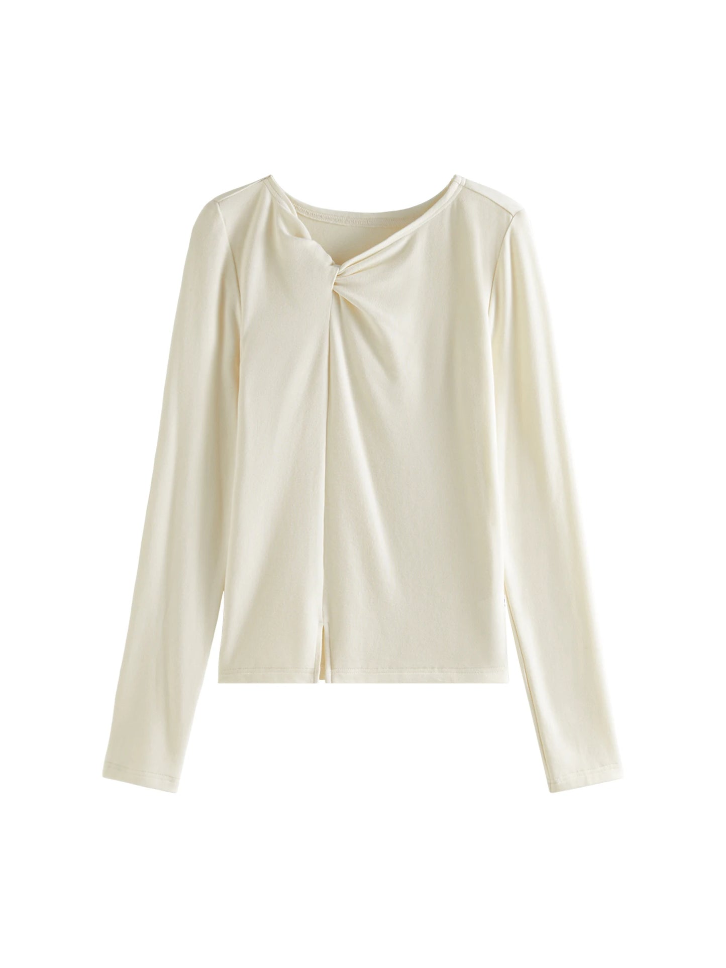 Ivory Asymmetric Neck Long Sleeve Top