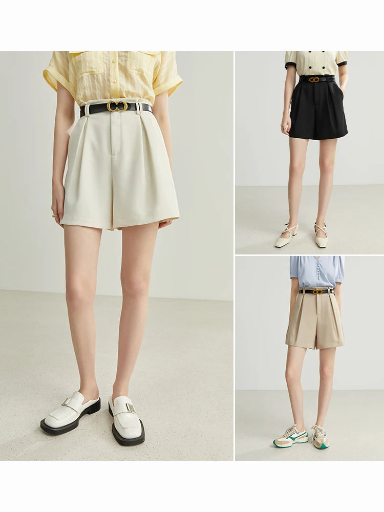 Ivory Belted Wide Leg Shorts