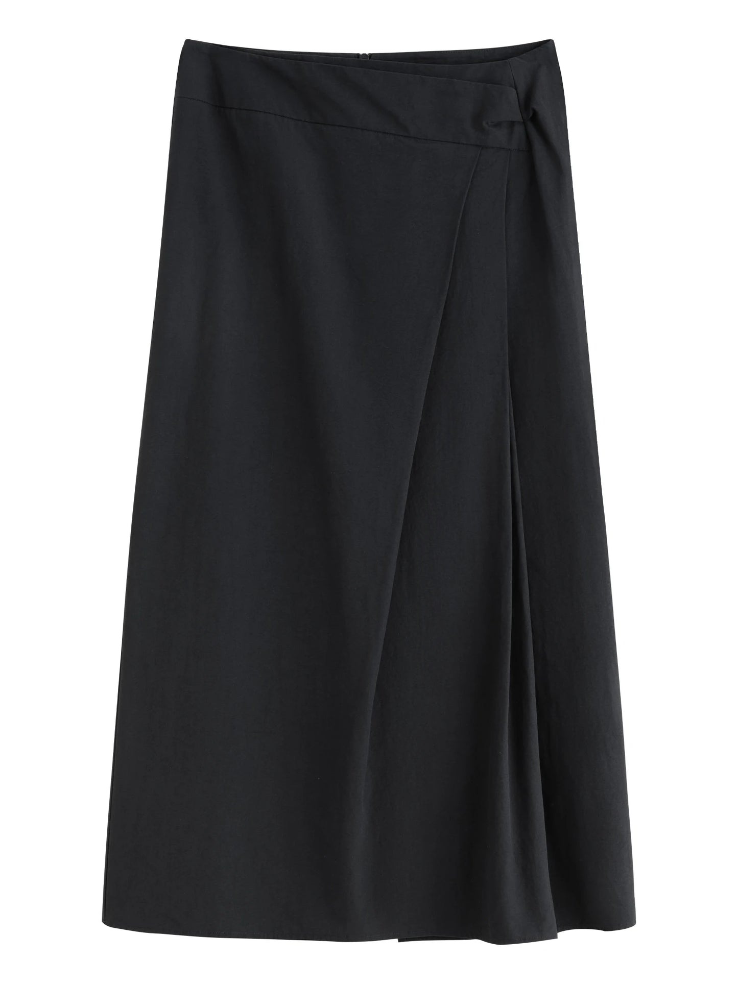 Ivory Asymmetric Wrap Midi Skirt
