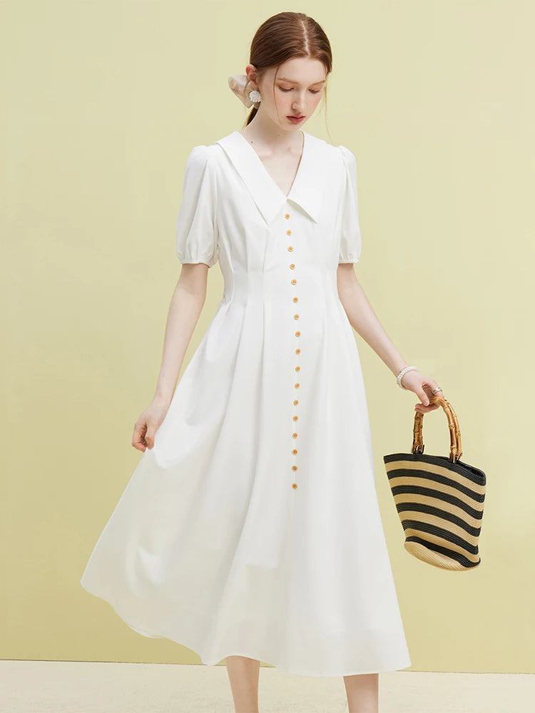Dusty Blue Button Front Midi Dress