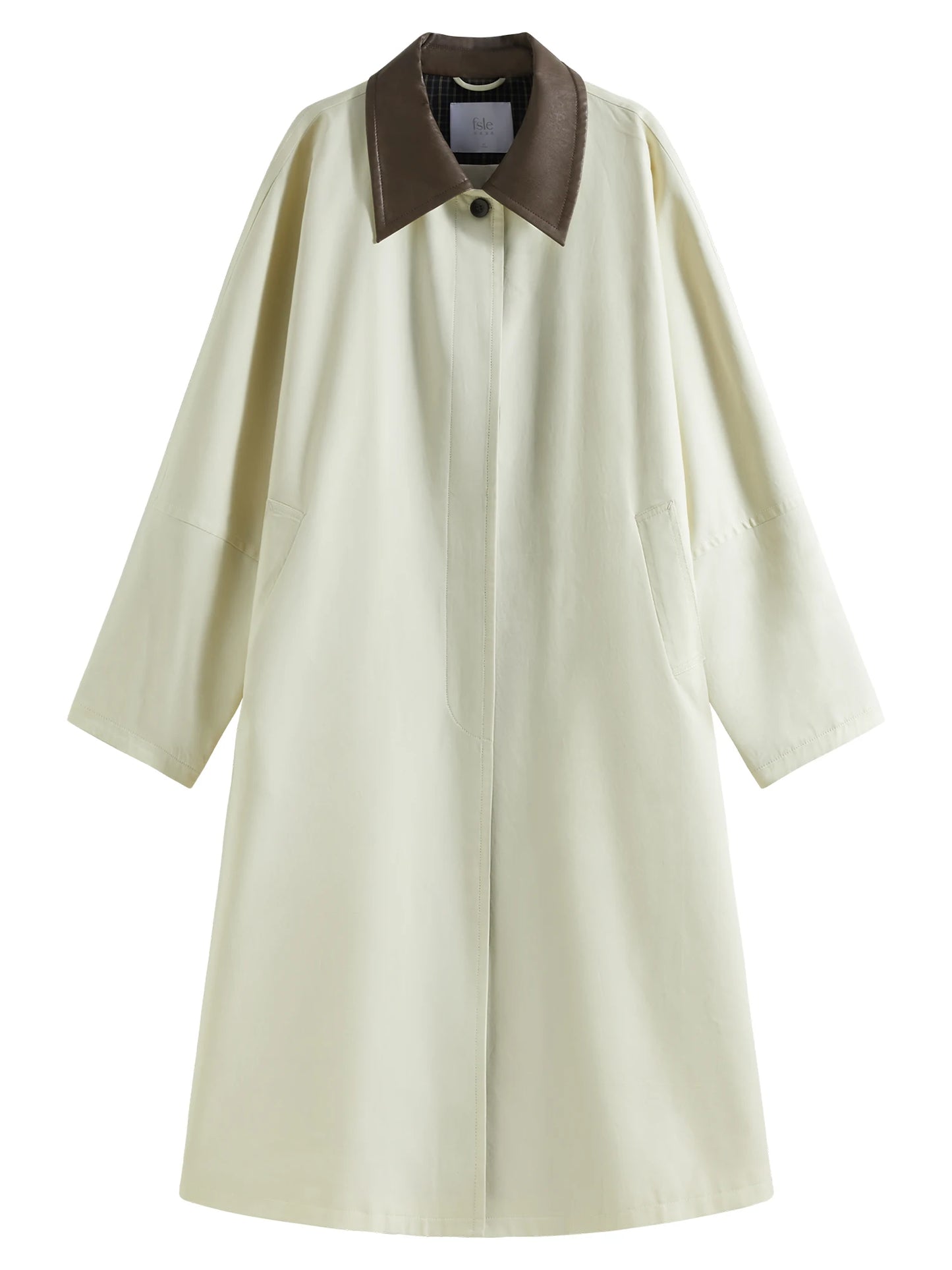 Pale Mint Contrast Cuff Long Trench