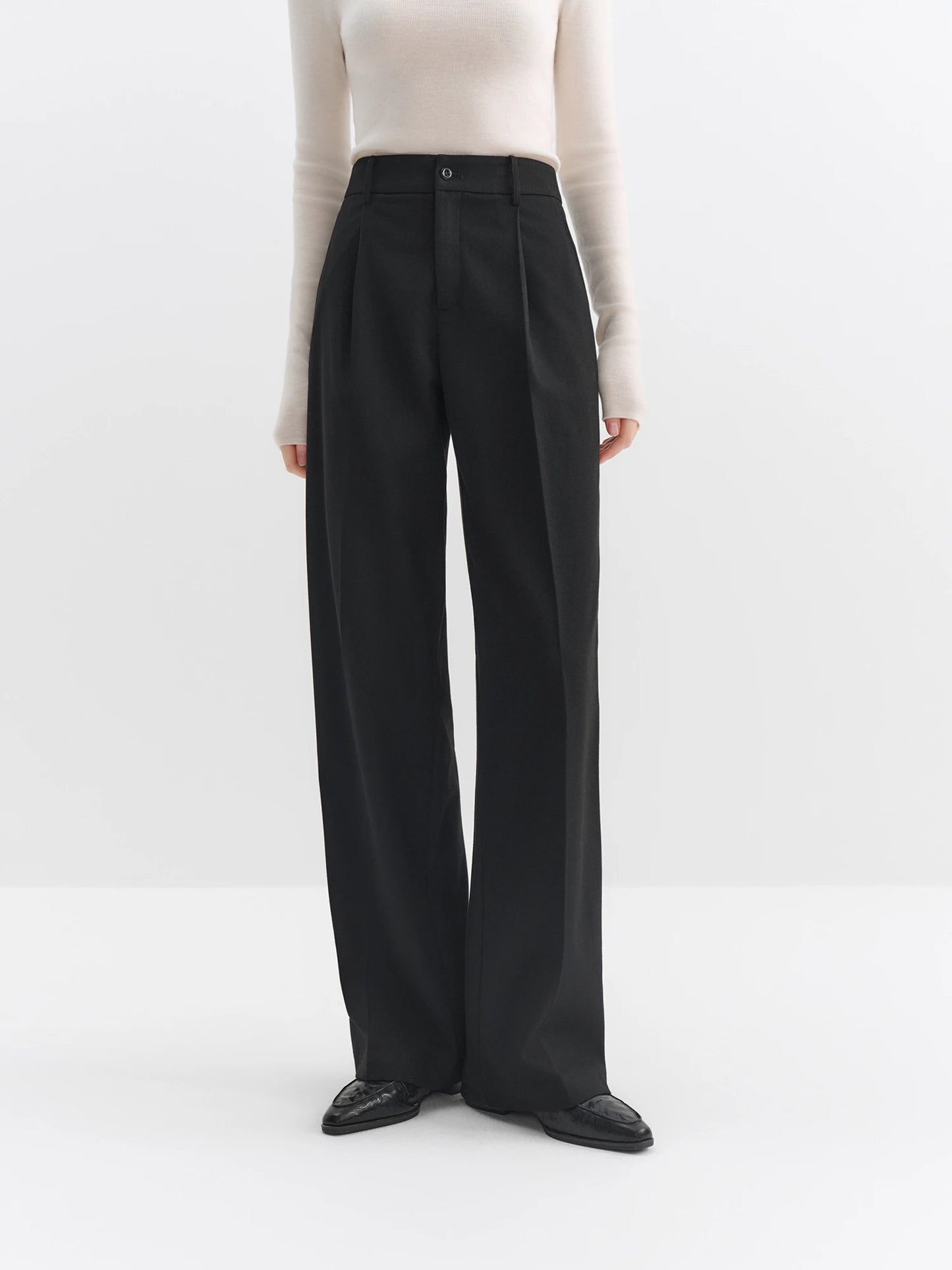 Charcoal High Waist Straight Trousers