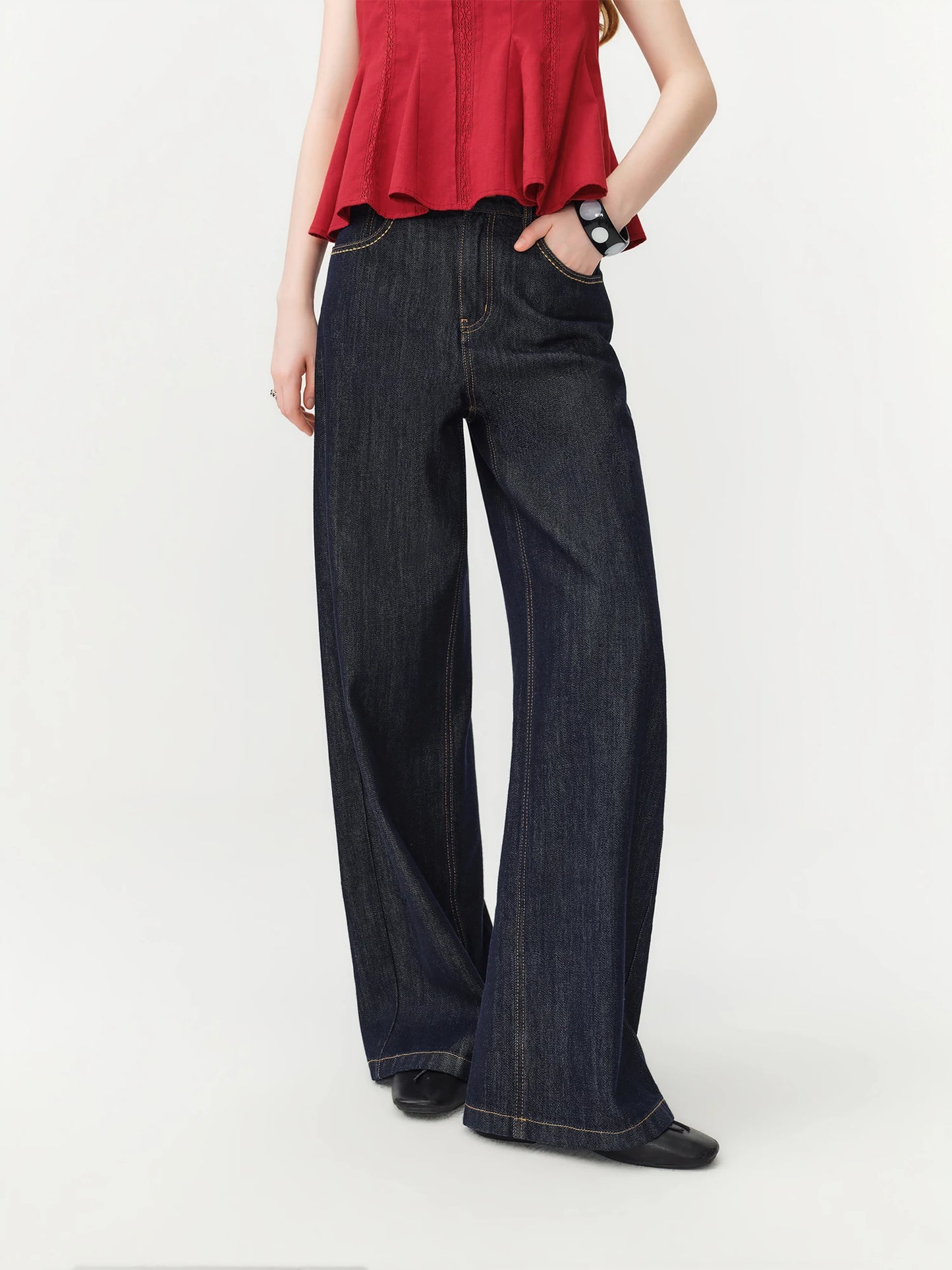 Raw Indigo Wide Leg Jeans