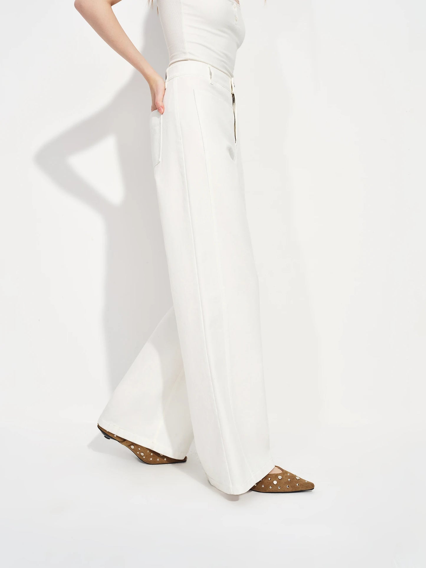 White High Waist Wide Leg Jeans
