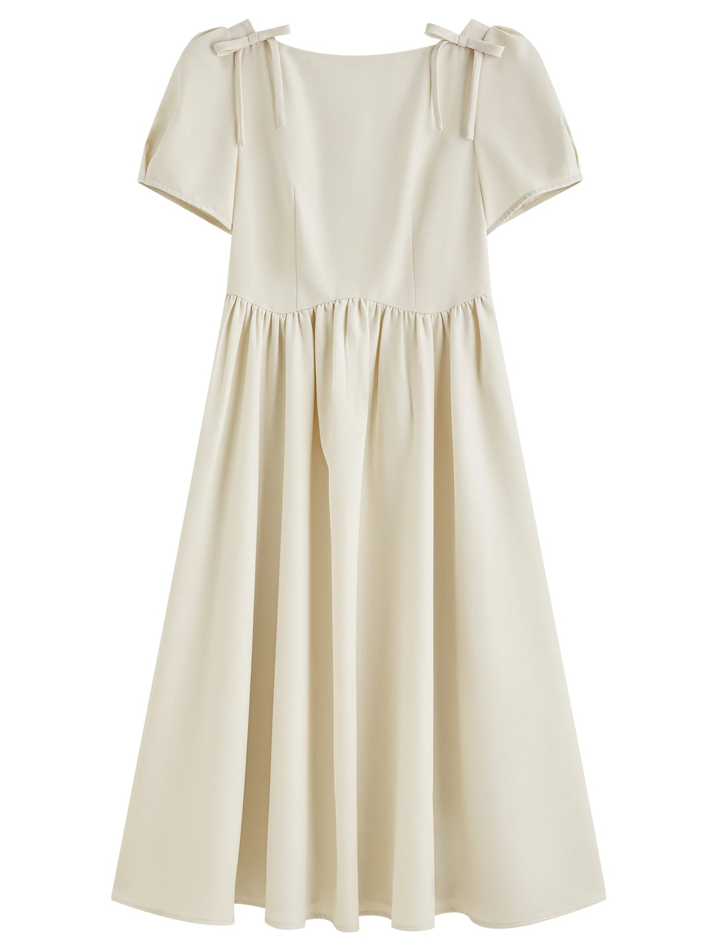 Pale Blue Puff Sleeve Midi Dress