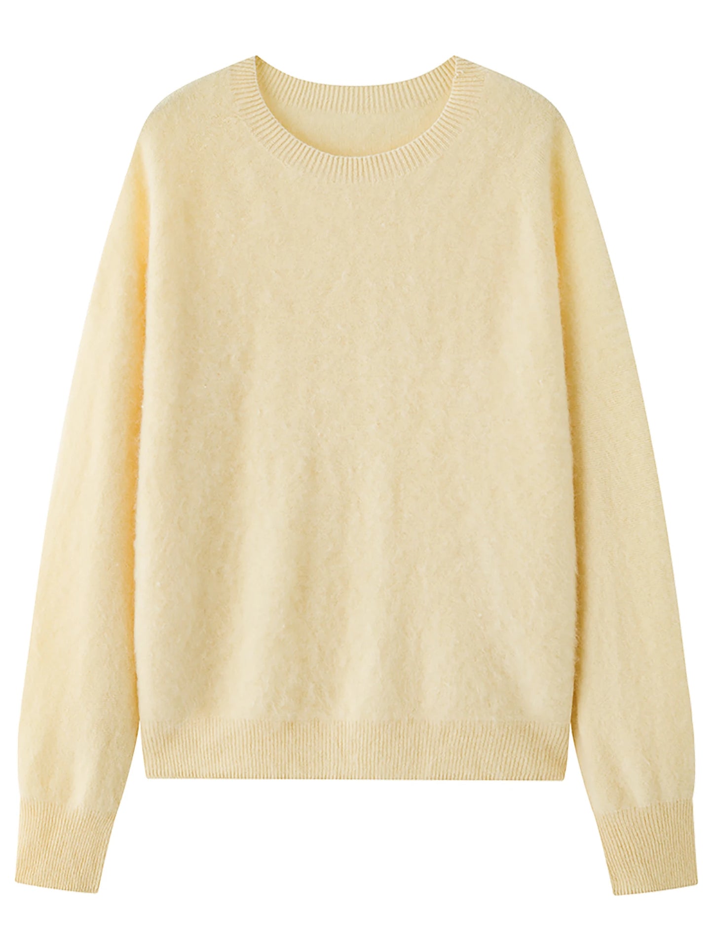 Butter Yellow Crew Neck Knit Sweater