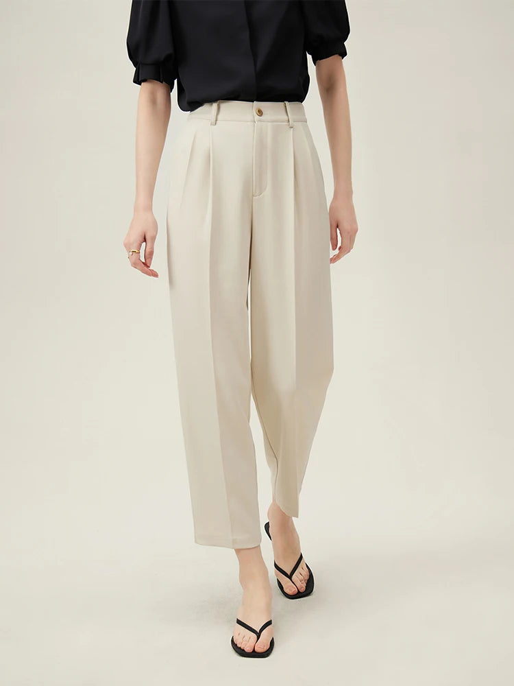 Black Cropped Tapered Trousers
