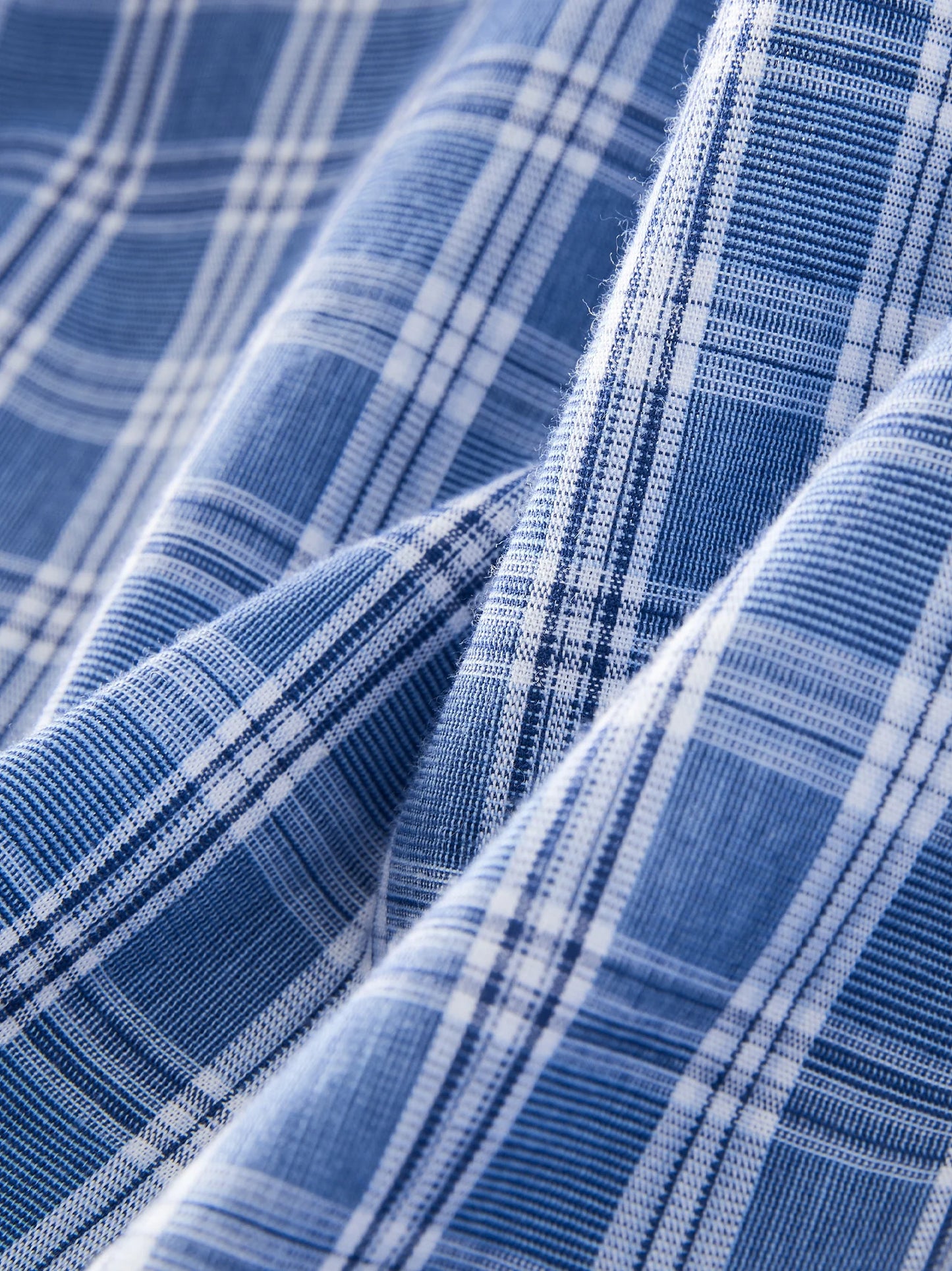 Blue Gingham Cropped Button Shirt