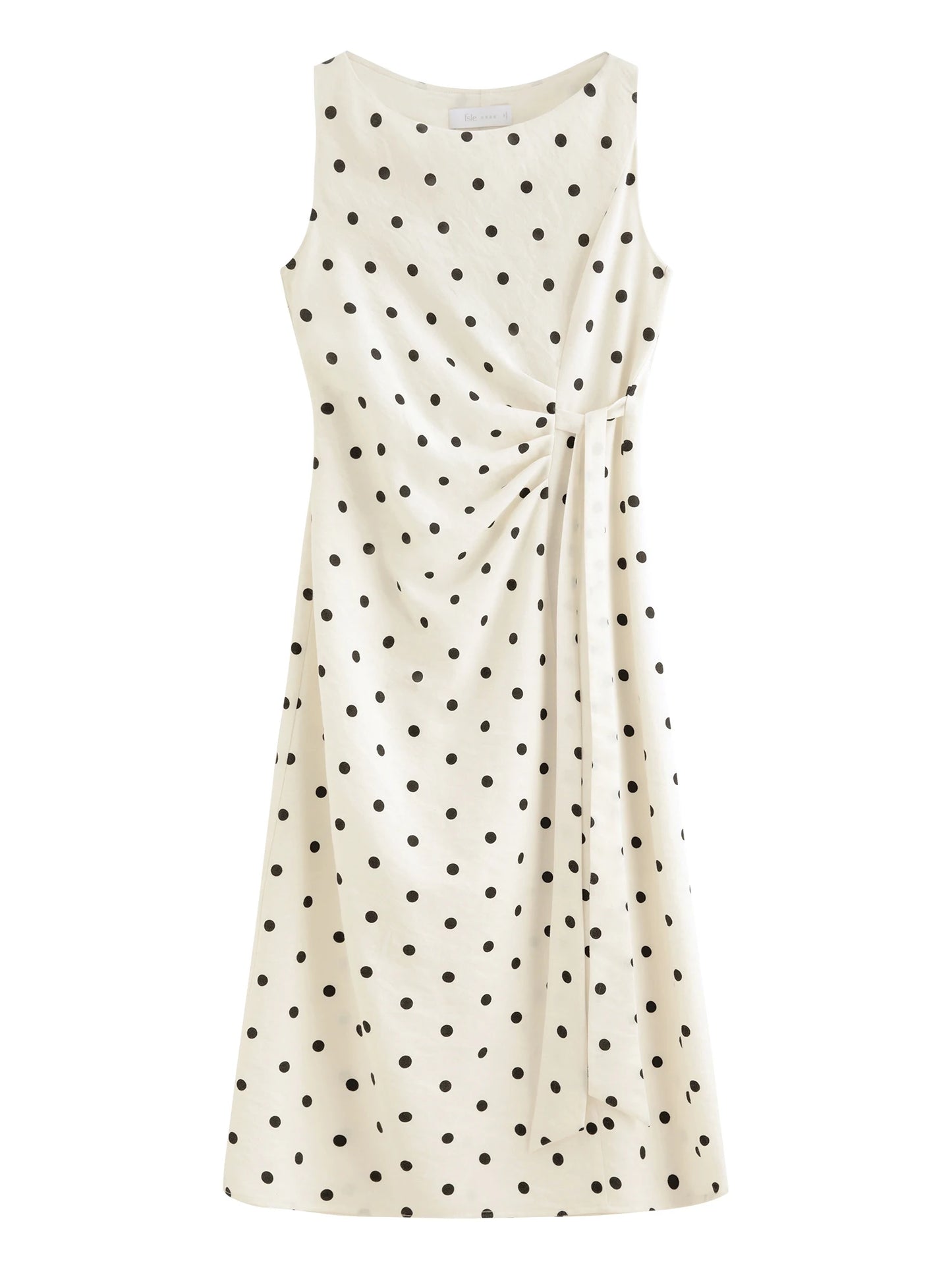 Ivory Polka Dot Belted Midi Dress
