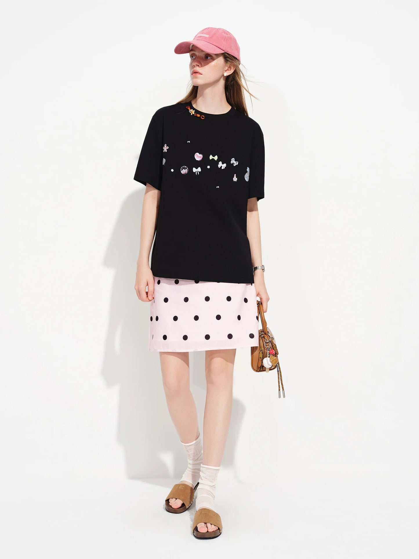 Black Embroidered Oversized Cotton Tee