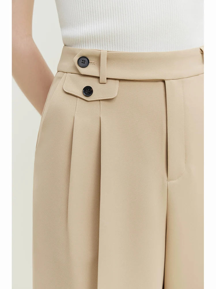 Ivory Pleated Button Waist Shorts