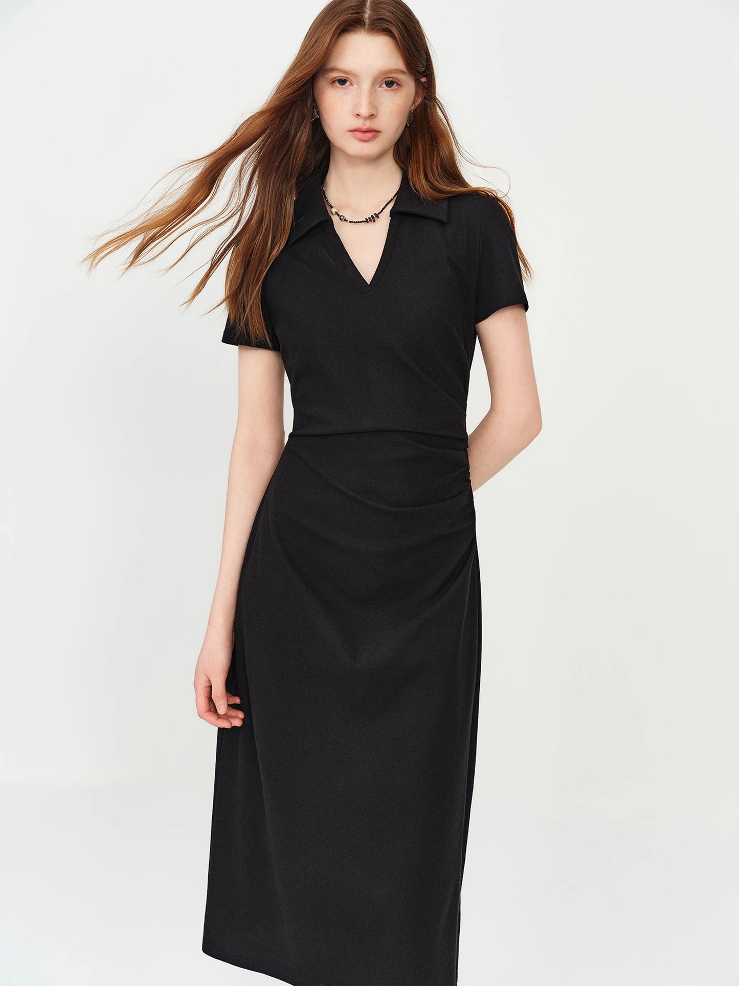 Black Sailor Collar Midi Dress