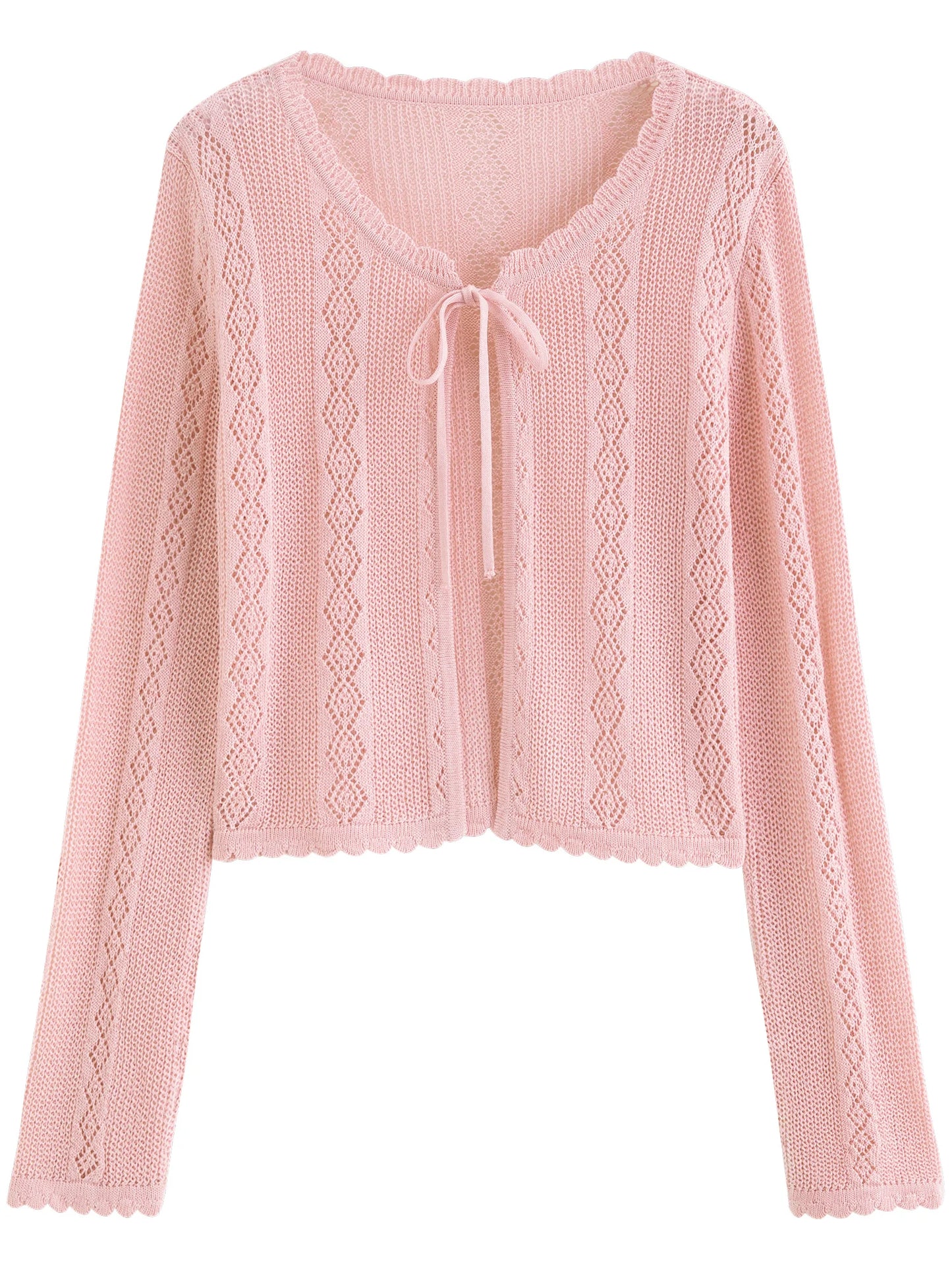Blush Lace Cropped Knit Cardigan