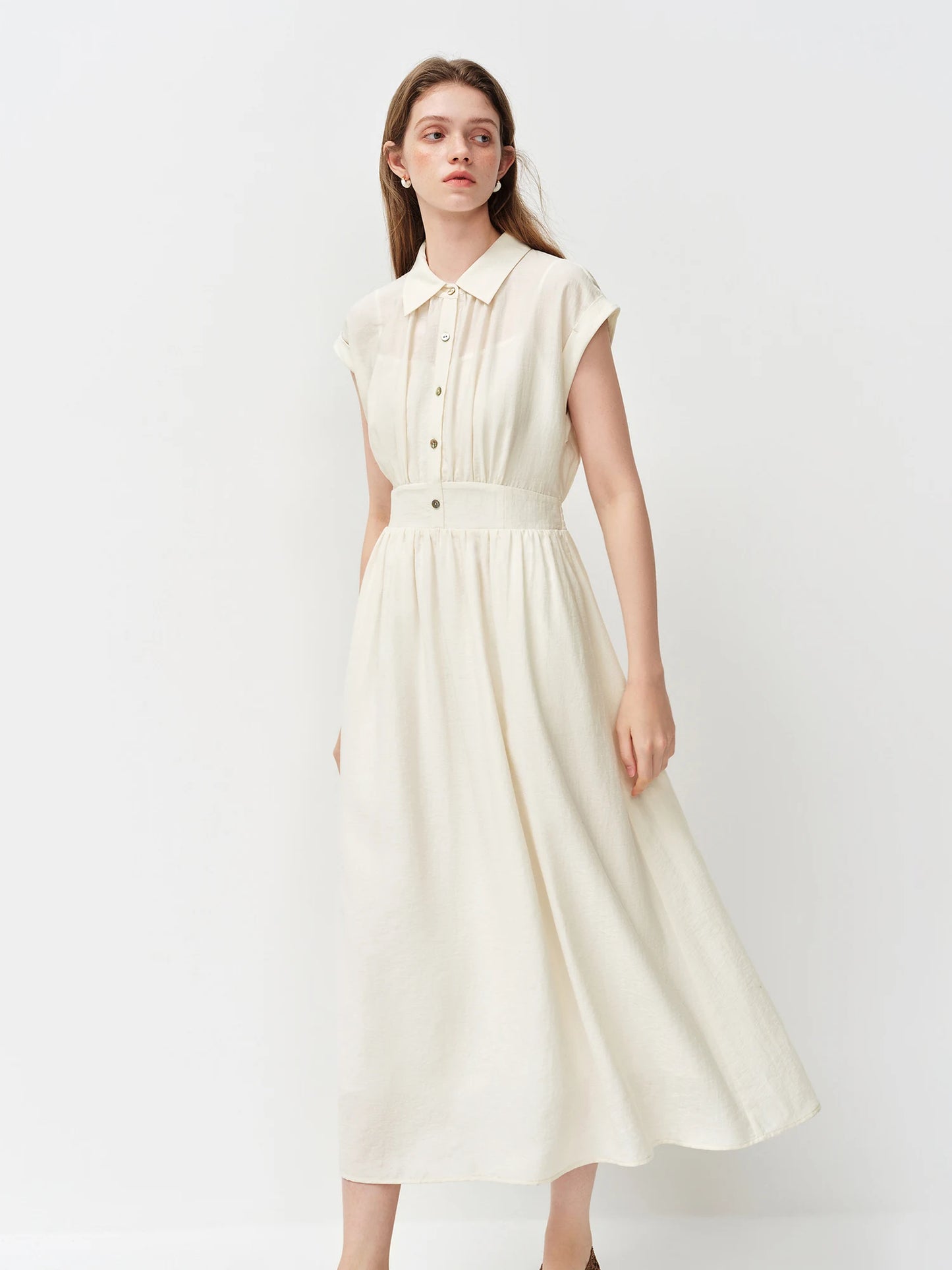 Lilac Turn Collar Midi Dress