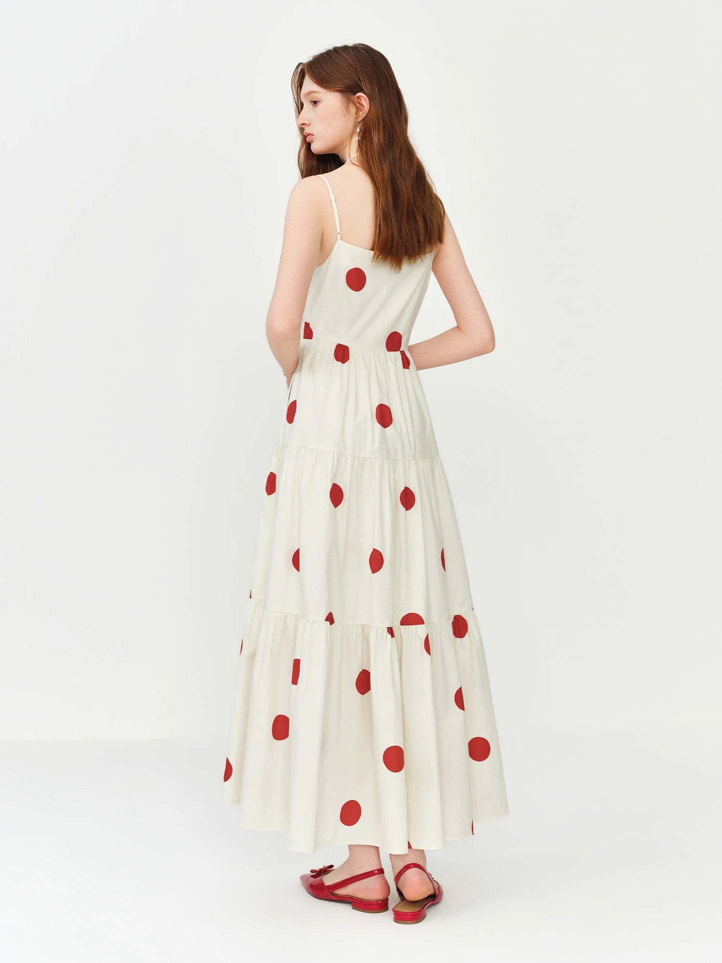 White Red Polka Dot Maxi Dress