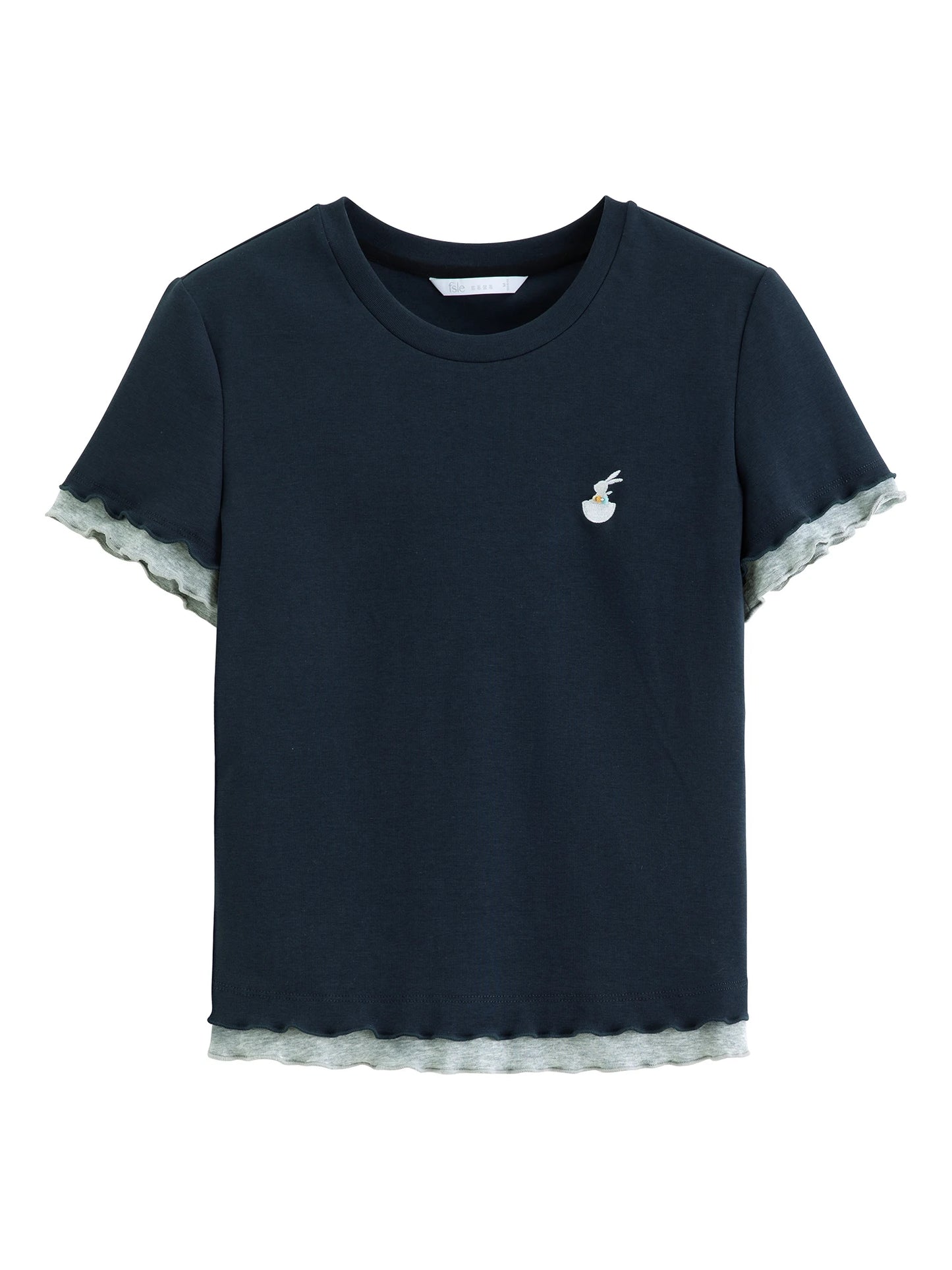 Navy Contrast Trim Fitted Tee