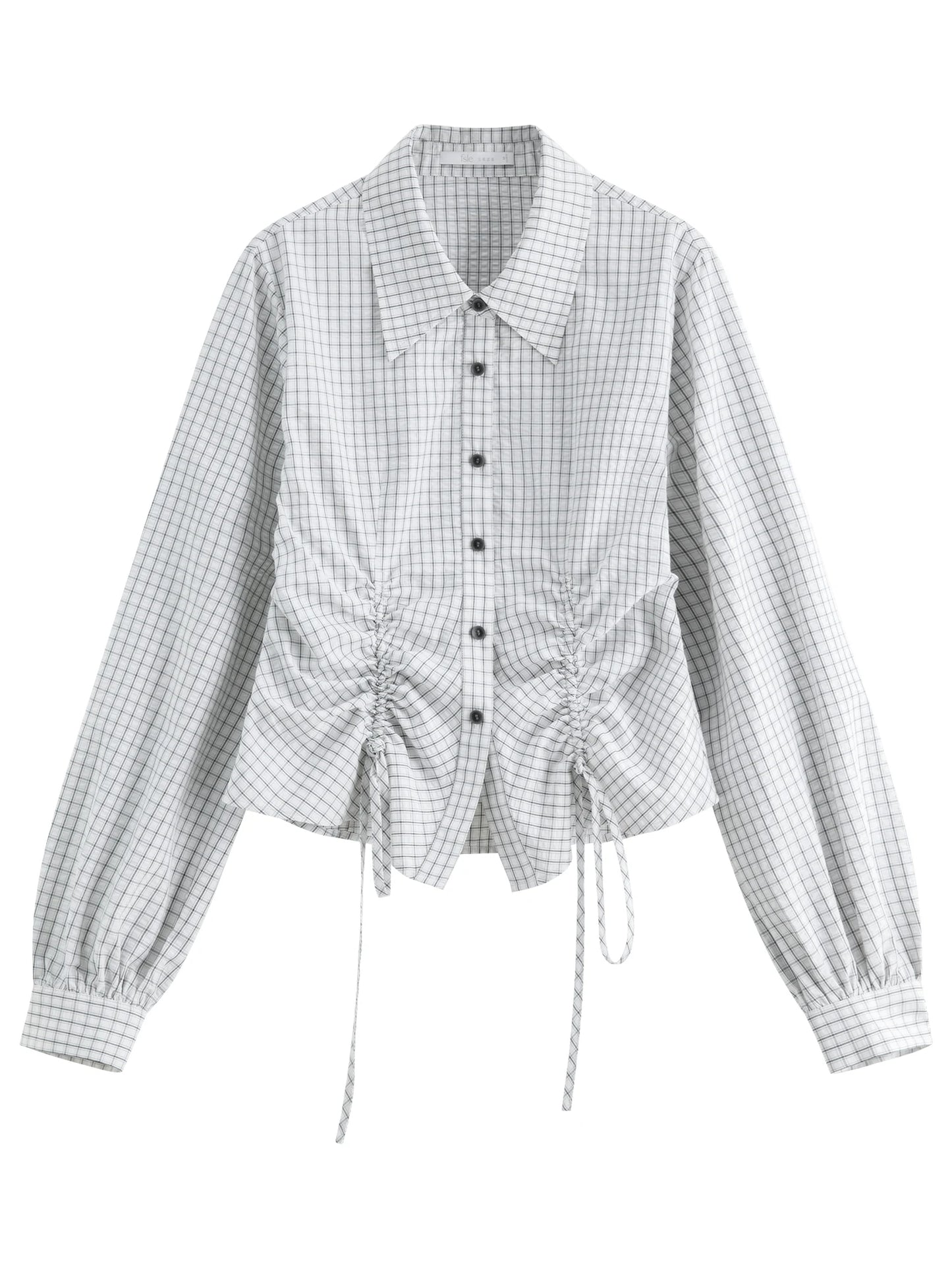 Gingham Tie Waist Button Shirt