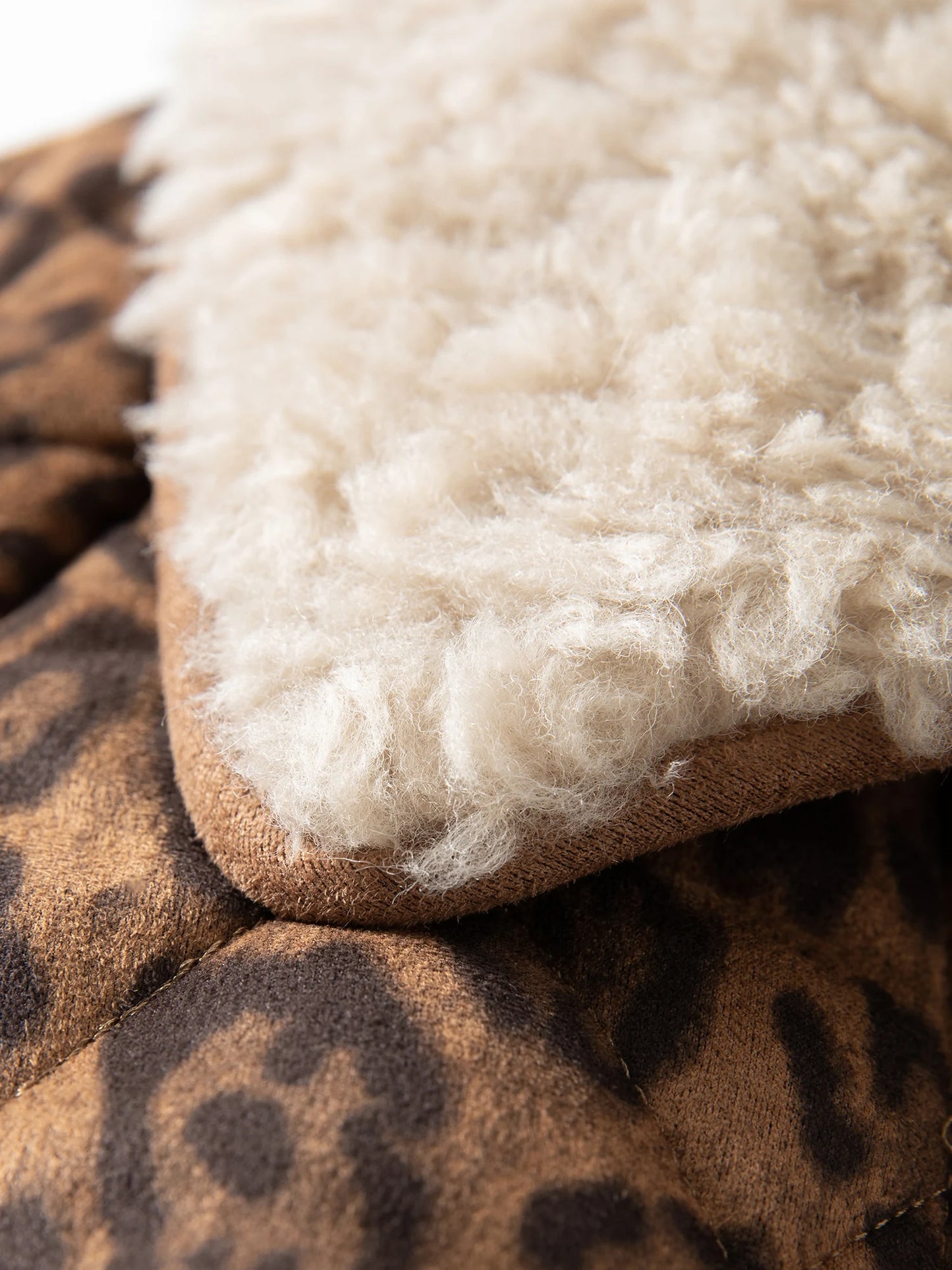 Brown Leopard Sherpa Collar Jacket