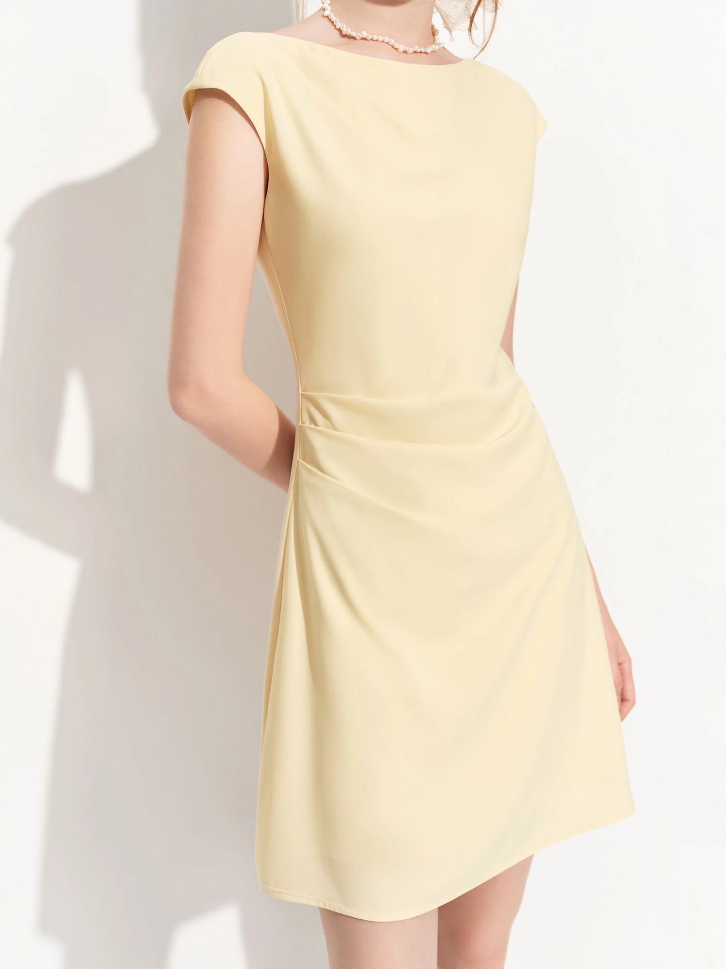 Butter Yellow Cap Sleeve Mini Dress