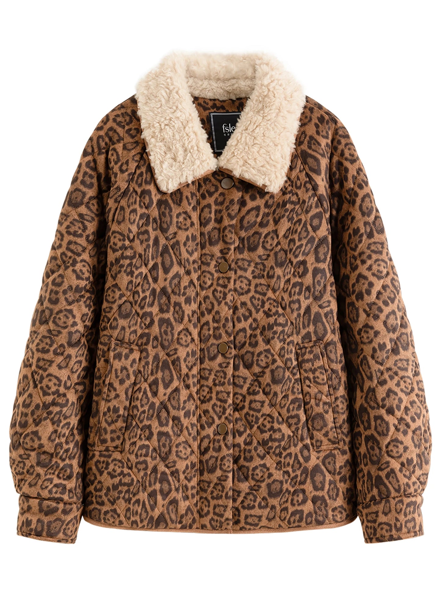 Brown Leopard Sherpa Collar Jacket