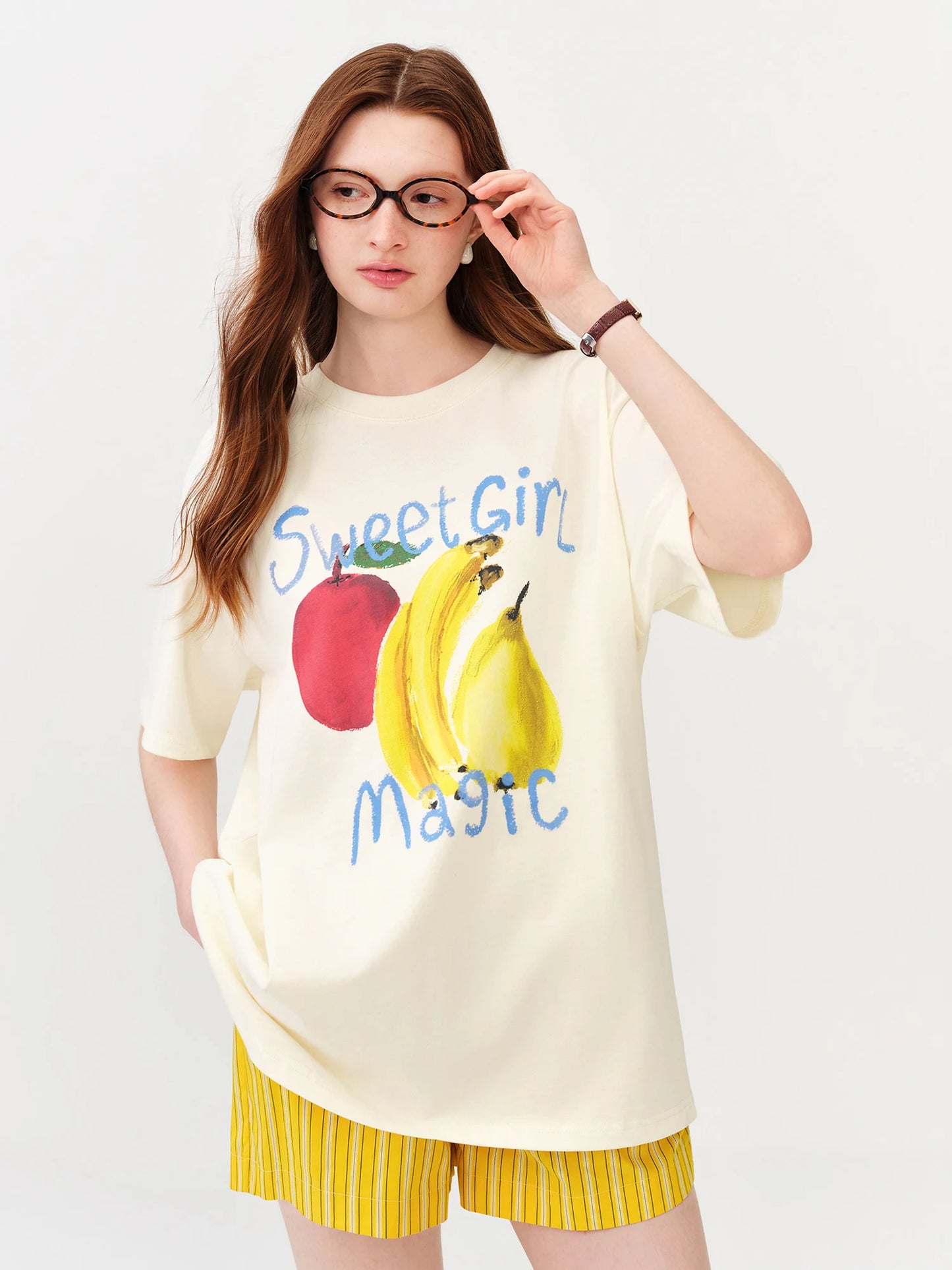 Ivory Fruit Graphic Oversized Tee